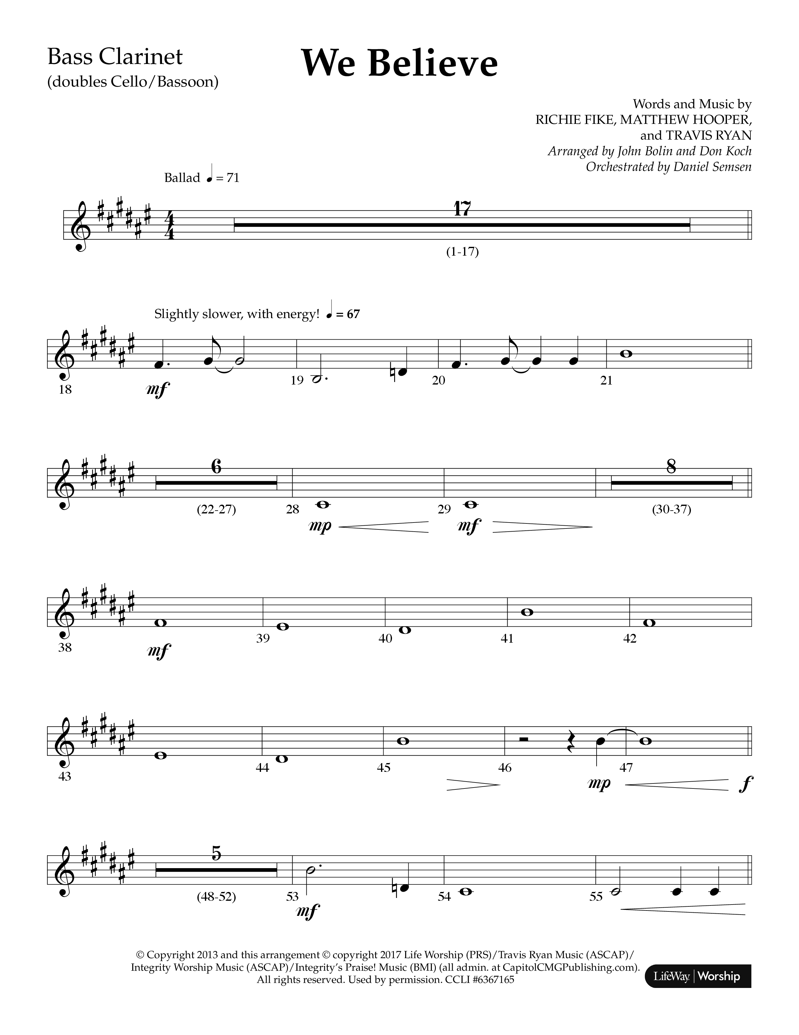 We Believe (Choral Anthem SATB) Bass Clarinet (Lifeway Choral / Arr. John Bolin / Arr. Don Koch)