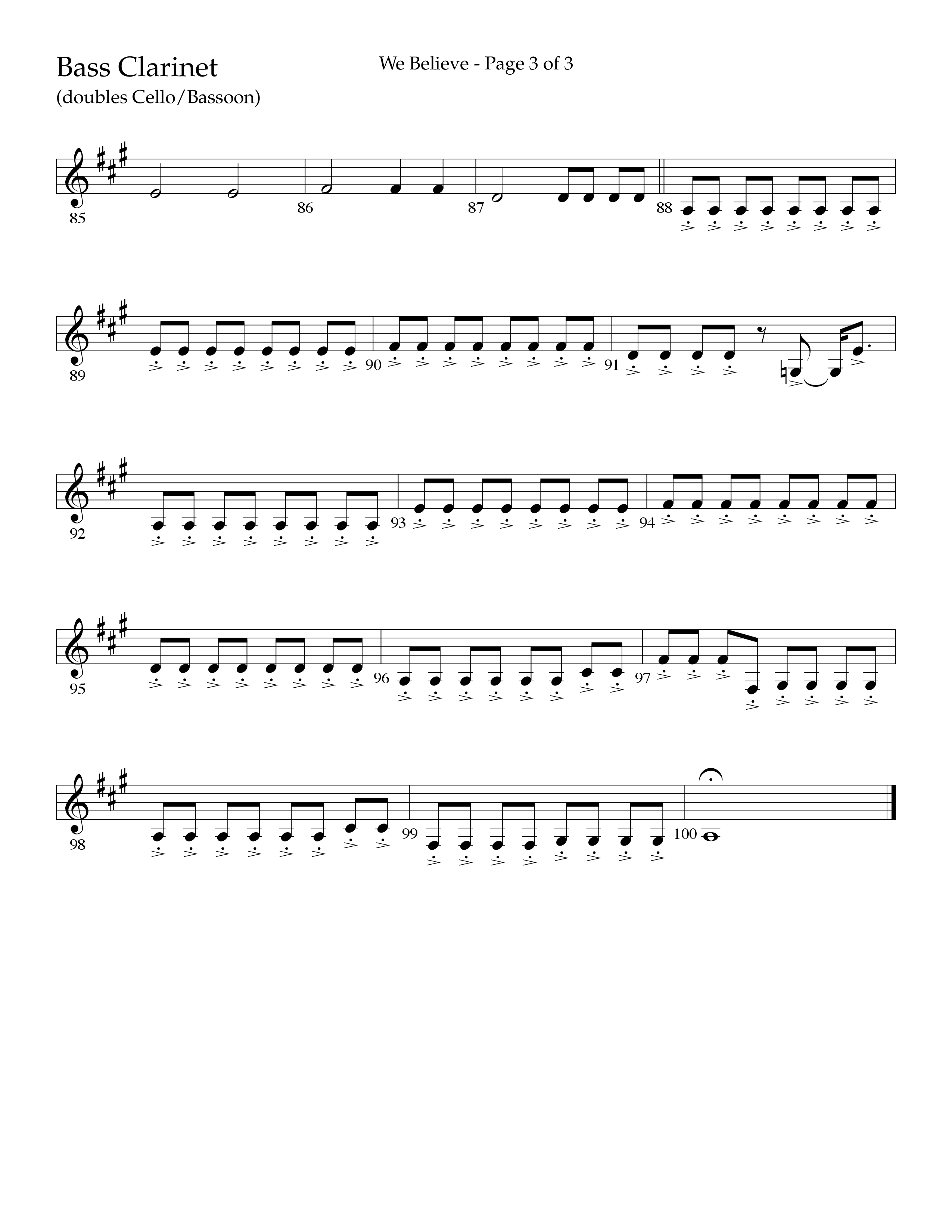 We Believe (Choral Anthem SATB) Bass Clarinet (Lifeway Choral / Arr. John Bolin / Arr. Don Koch)