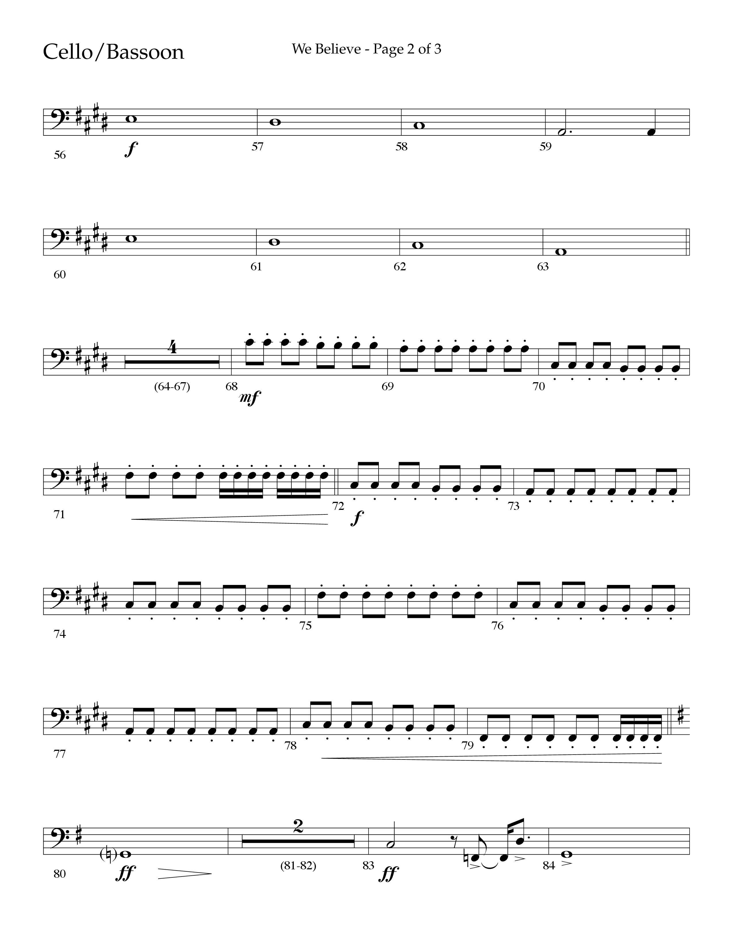 We Believe (Choral Anthem SATB) Cello (Lifeway Choral / Arr. John Bolin / Arr. Don Koch)