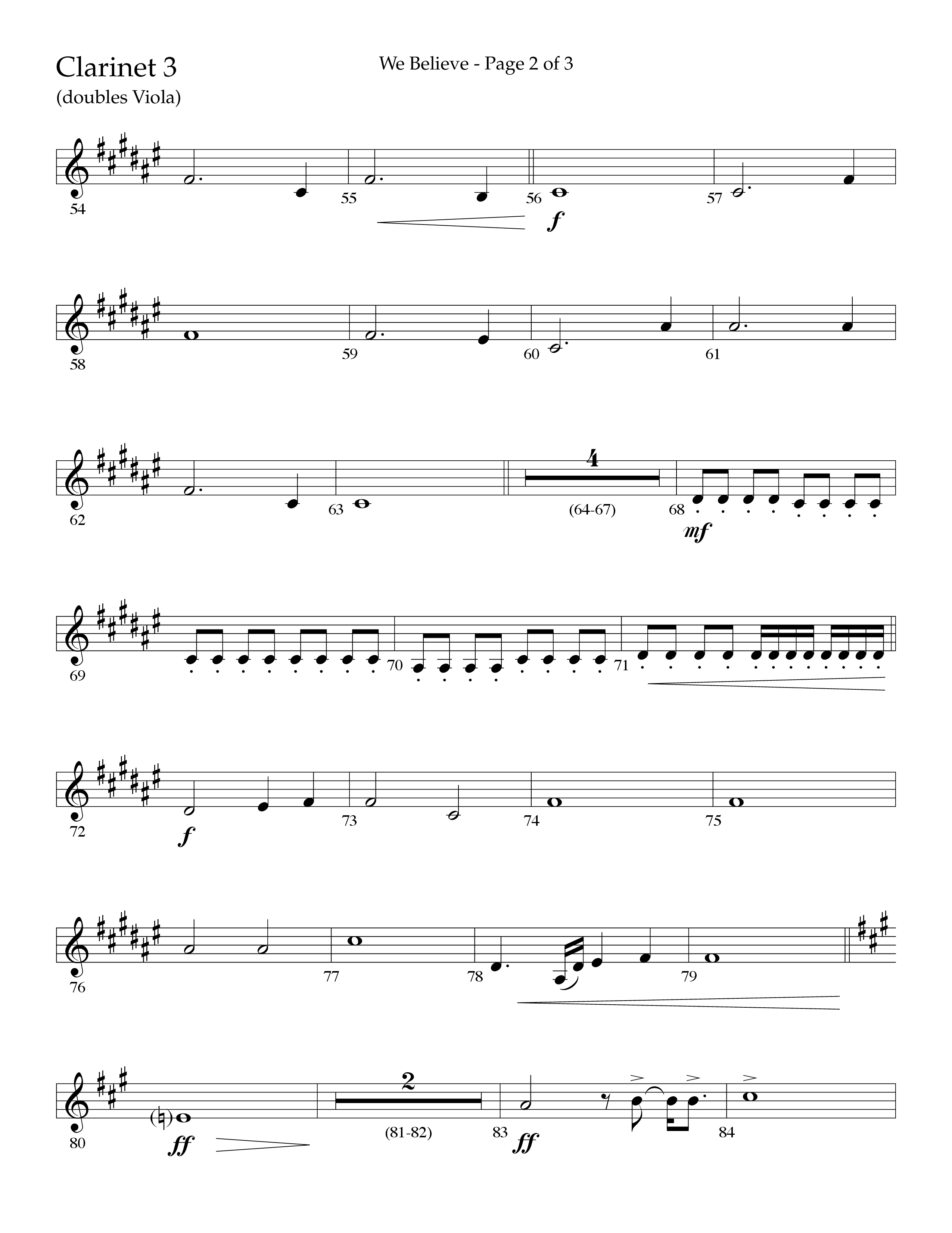 We Believe (Choral Anthem SATB) Clarinet 3 (Lifeway Choral / Arr. John Bolin / Arr. Don Koch)