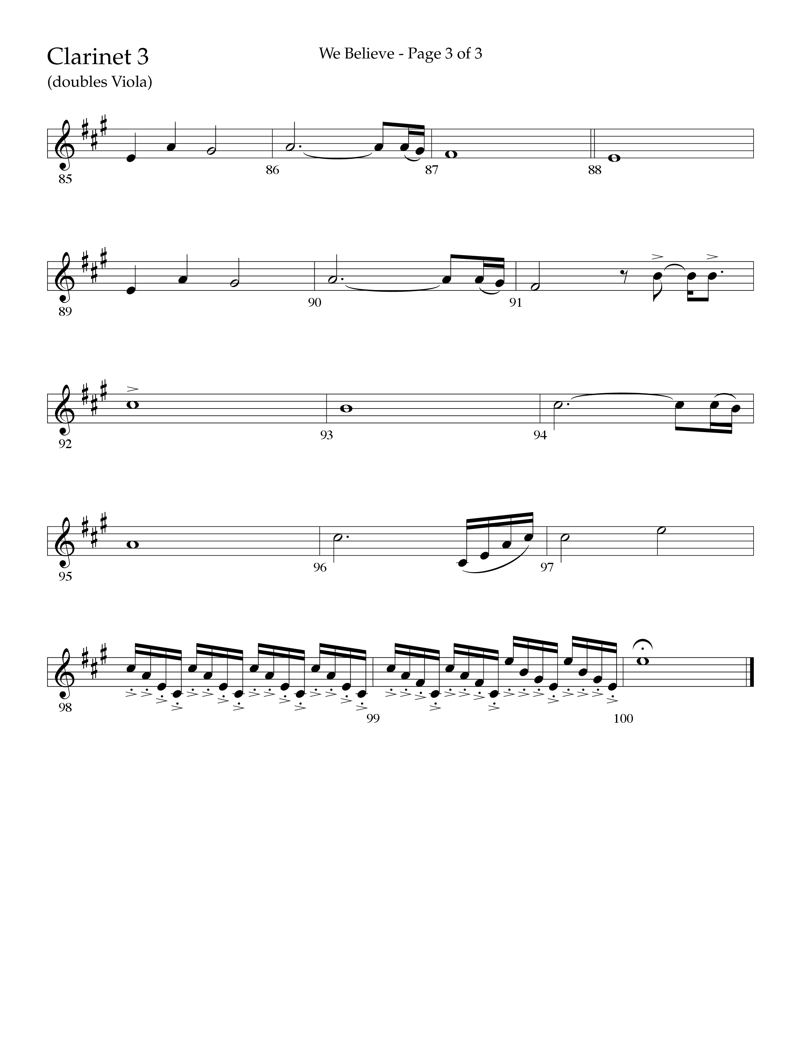 We Believe (Choral Anthem SATB) Clarinet 3 (Lifeway Choral / Arr. John Bolin / Arr. Don Koch)