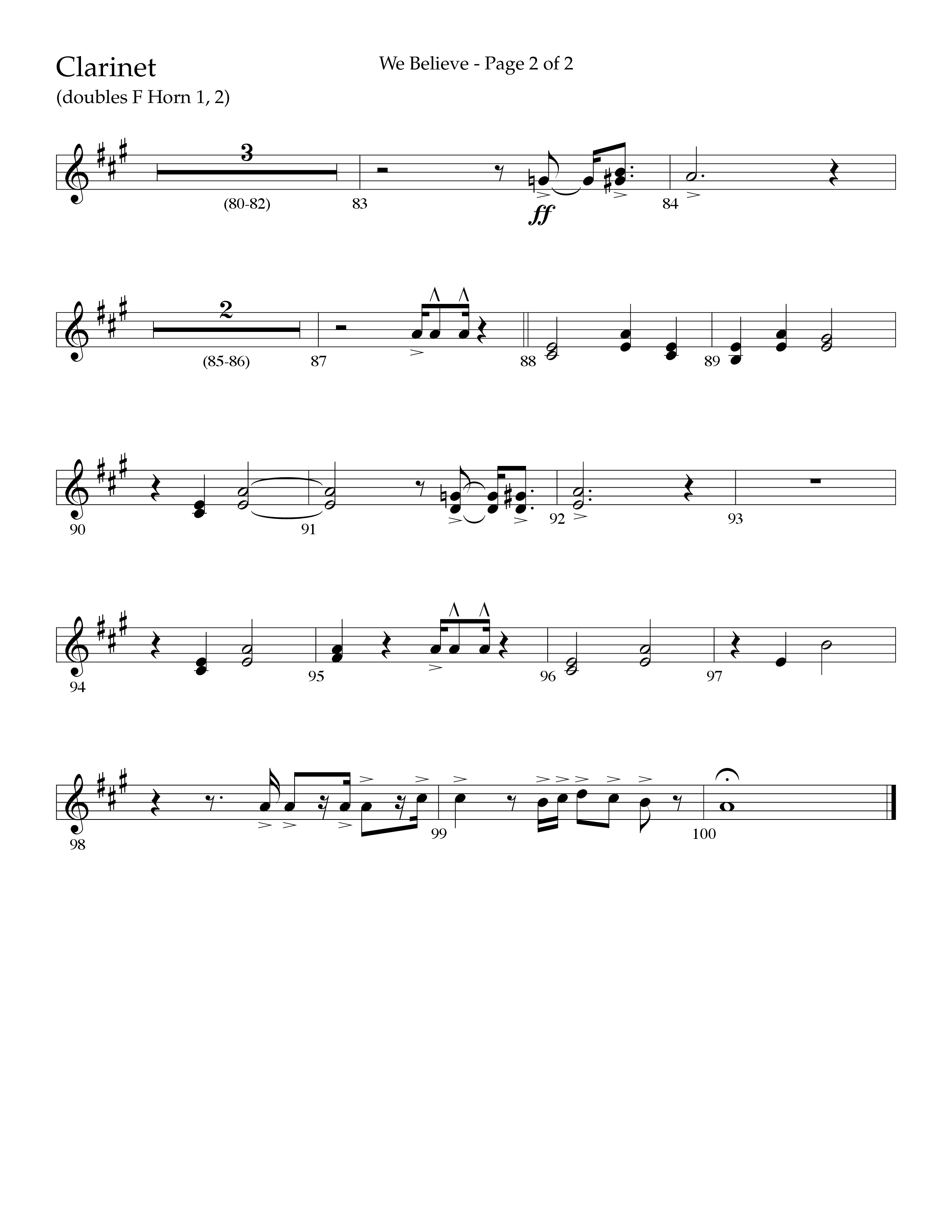 We Believe (Choral Anthem SATB) Clarinet (Lifeway Choral / Arr. John Bolin / Arr. Don Koch)