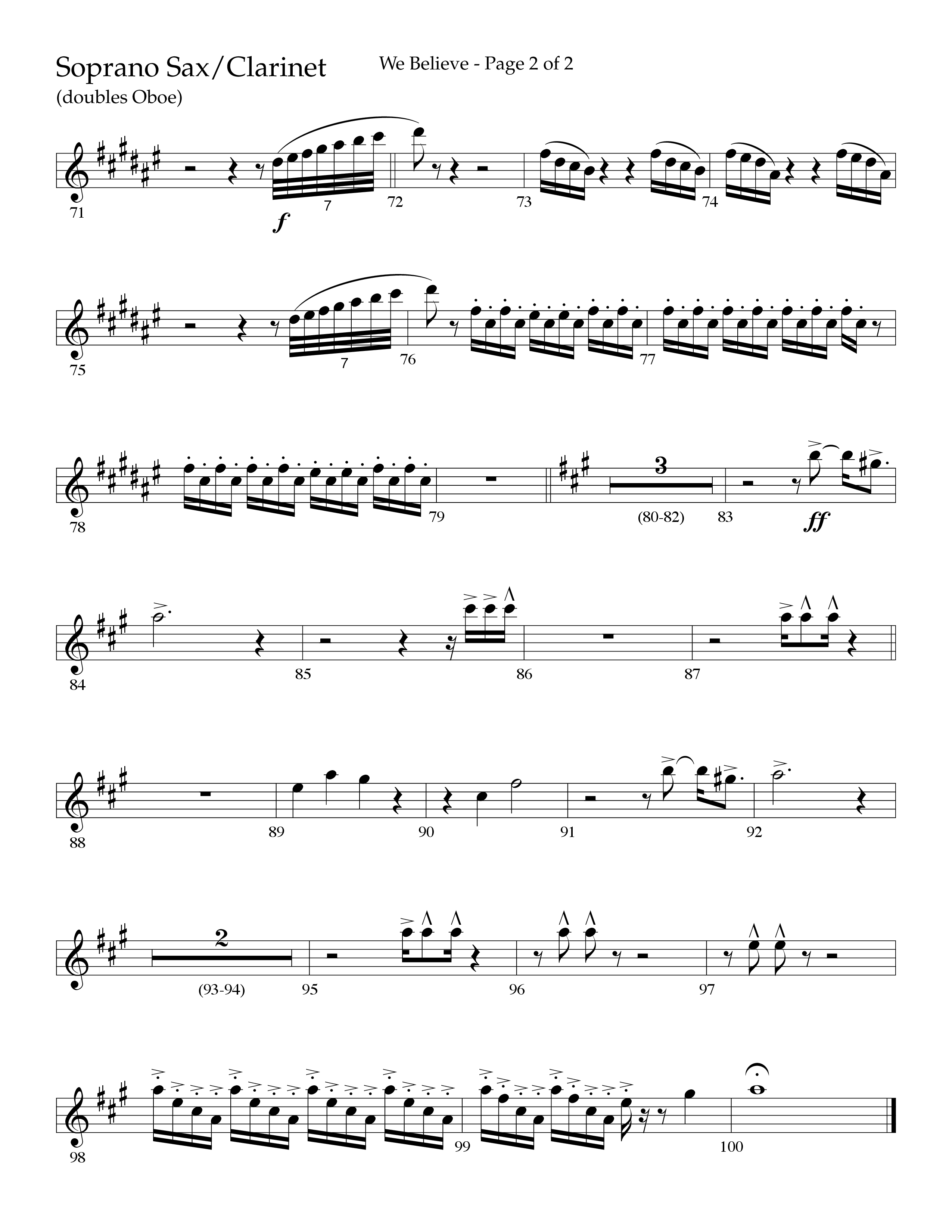 We Believe (Choral Anthem SATB) Clarinet/Soprano Sax (Lifeway Choral / Arr. John Bolin / Arr. Don Koch)