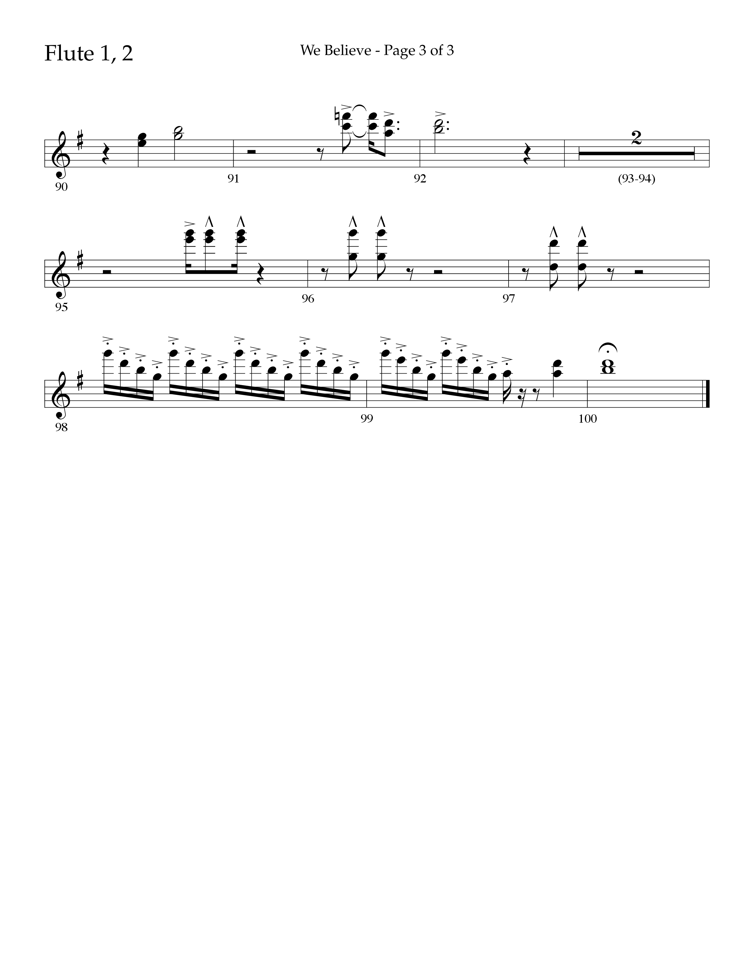 We Believe (Choral Anthem SATB) Flute 1/2 (Lifeway Choral / Arr. John Bolin / Arr. Don Koch)