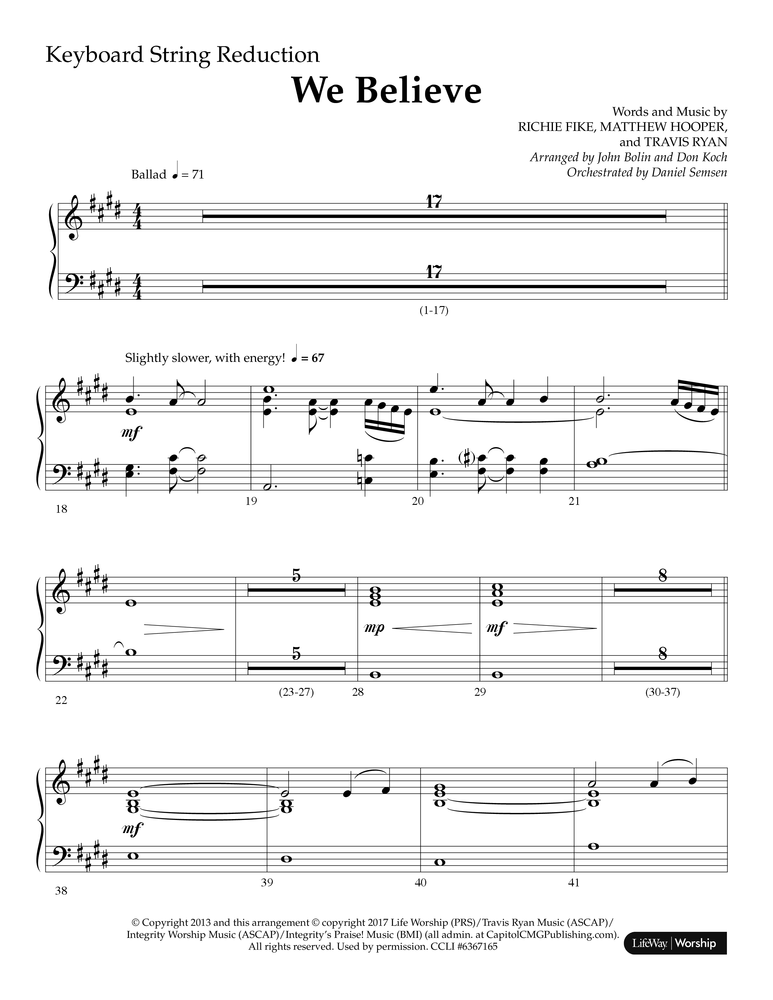We Believe (Choral Anthem SATB) String Reduction (Lifeway Choral / Arr. John Bolin / Arr. Don Koch)