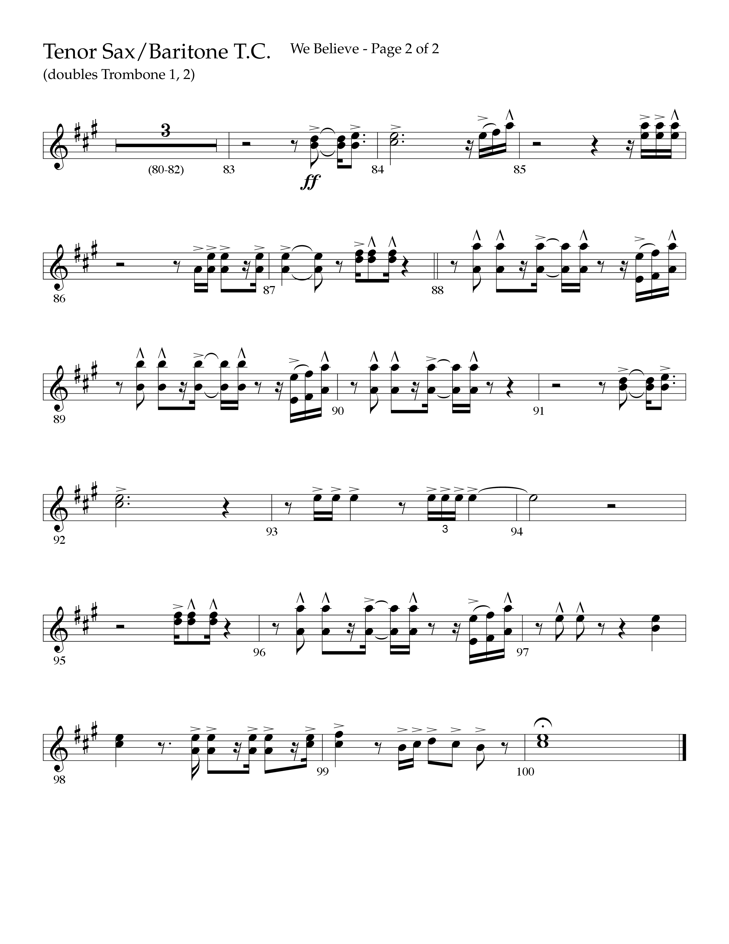 We Believe (Choral Anthem SATB) Tenor Sax/Baritone T.C. (Lifeway Choral / Arr. John Bolin / Arr. Don Koch)