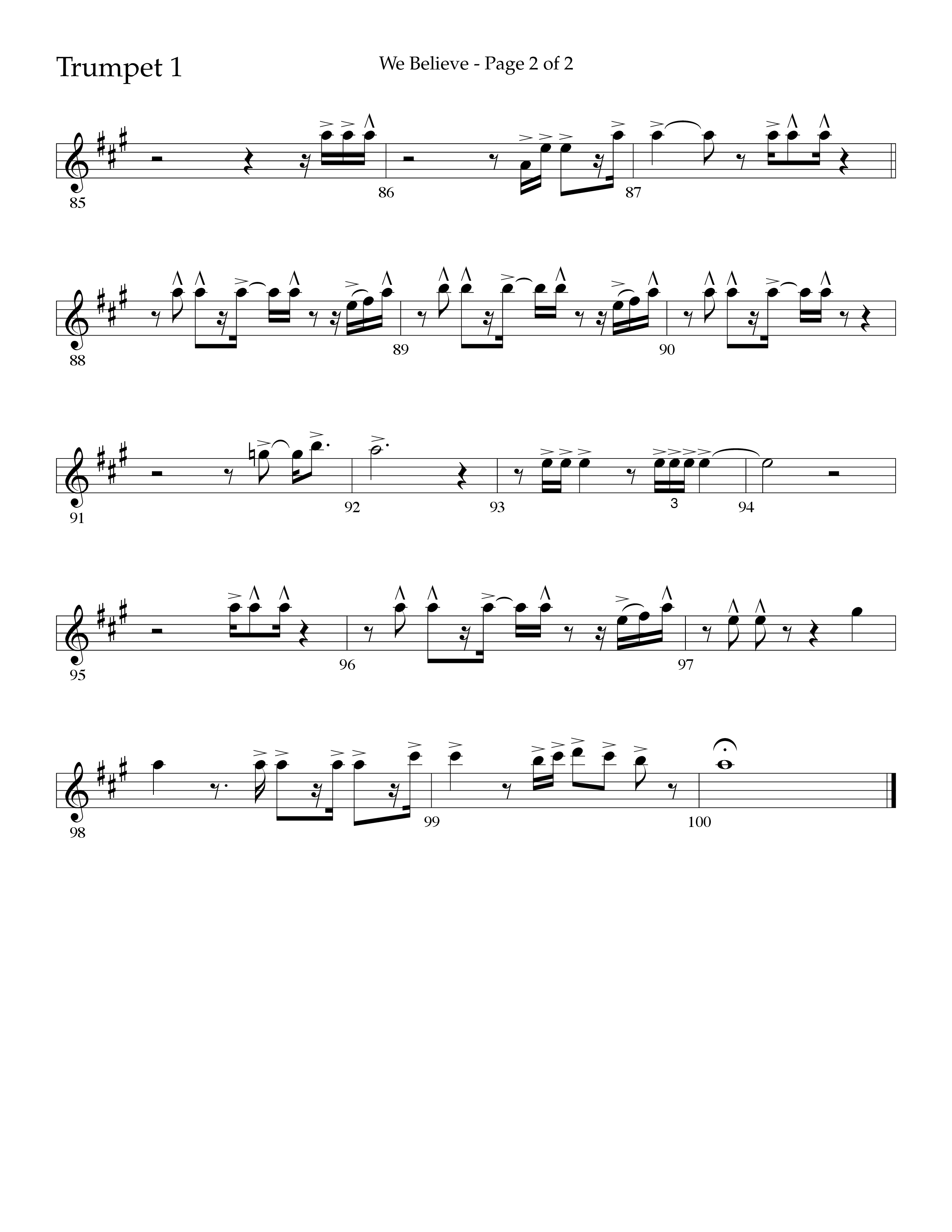 We Believe (Choral Anthem SATB) Trumpet 1 (Lifeway Choral / Arr. John Bolin / Arr. Don Koch)