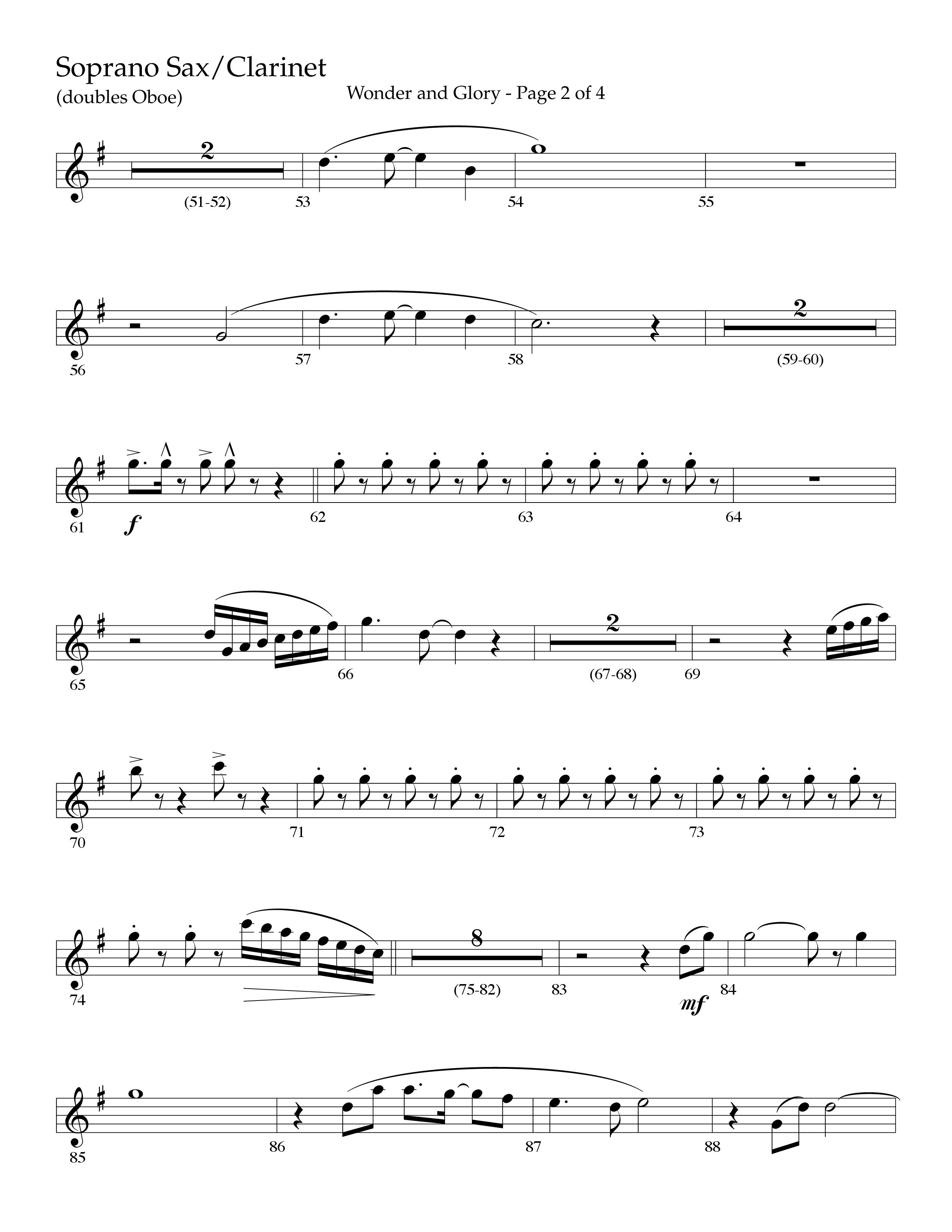 Wonder And Glory (Choral Anthem SATB) Clarinet/Soprano Sax (Lifeway Choral / Arr. John Bolin / Arr. Don Koch)