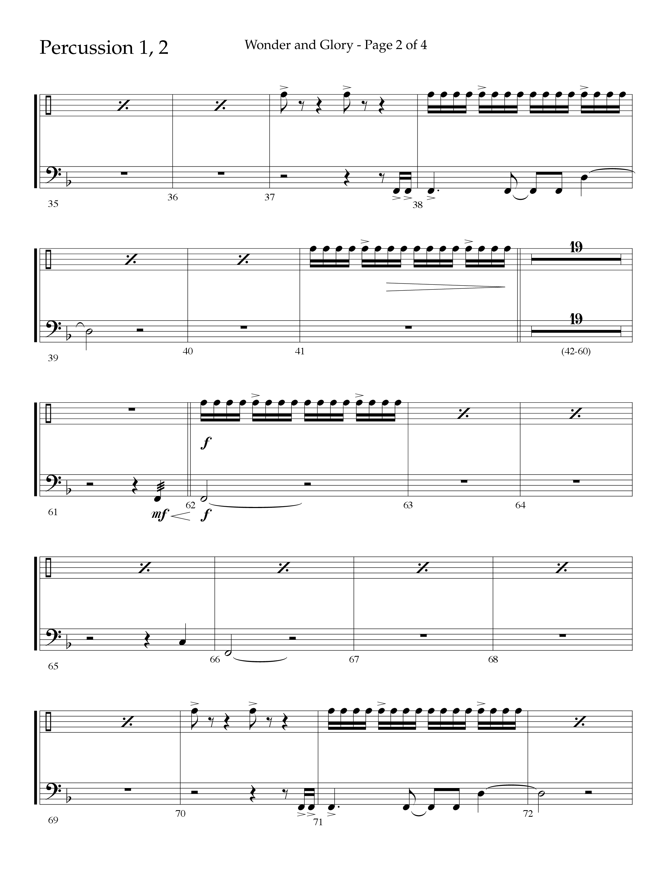 Wonder And Glory (Choral Anthem SATB) Percussion 1/2 (Lifeway Choral / Arr. John Bolin / Arr. Don Koch)