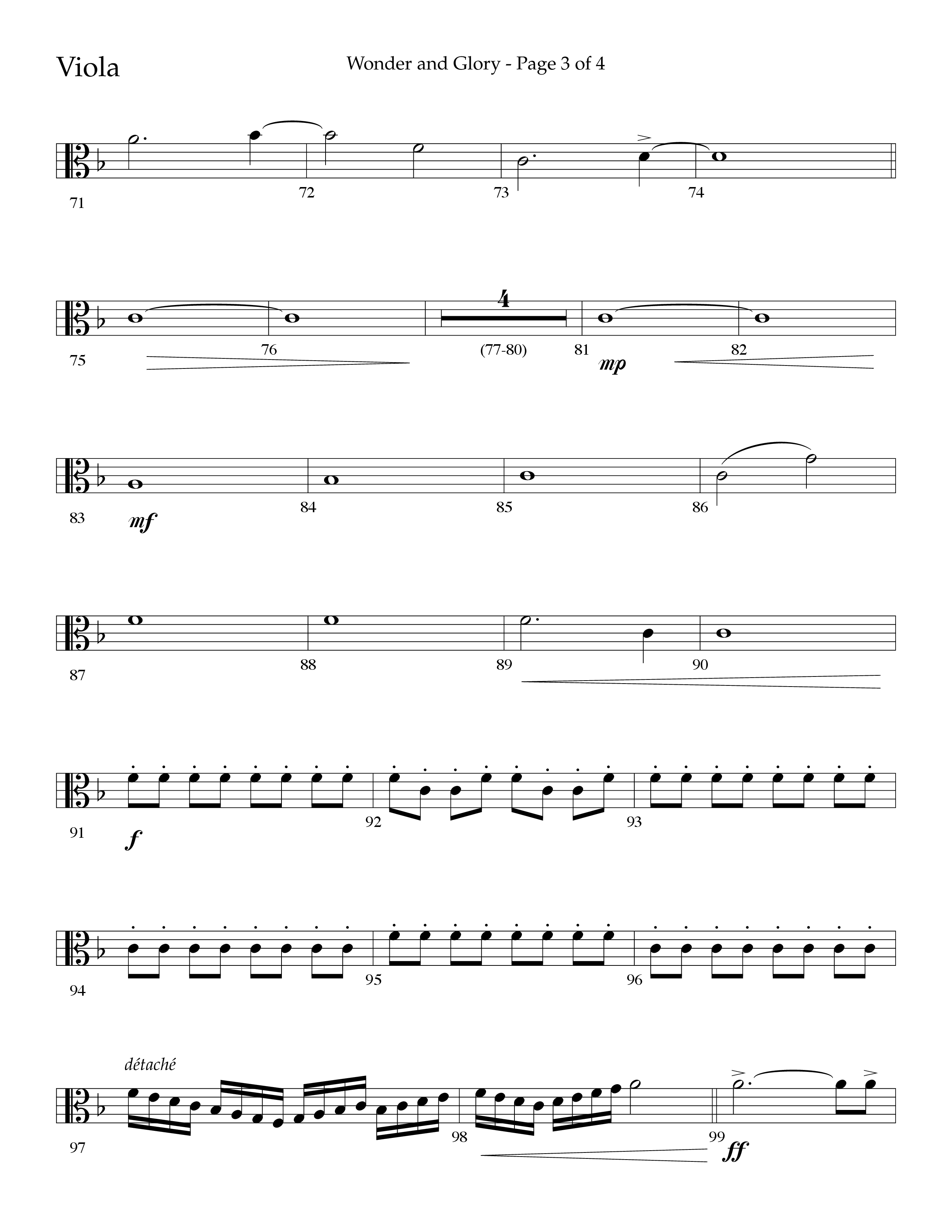 Wonder And Glory (Choral Anthem SATB) Viola (Lifeway Choral / Arr. John Bolin / Arr. Don Koch)