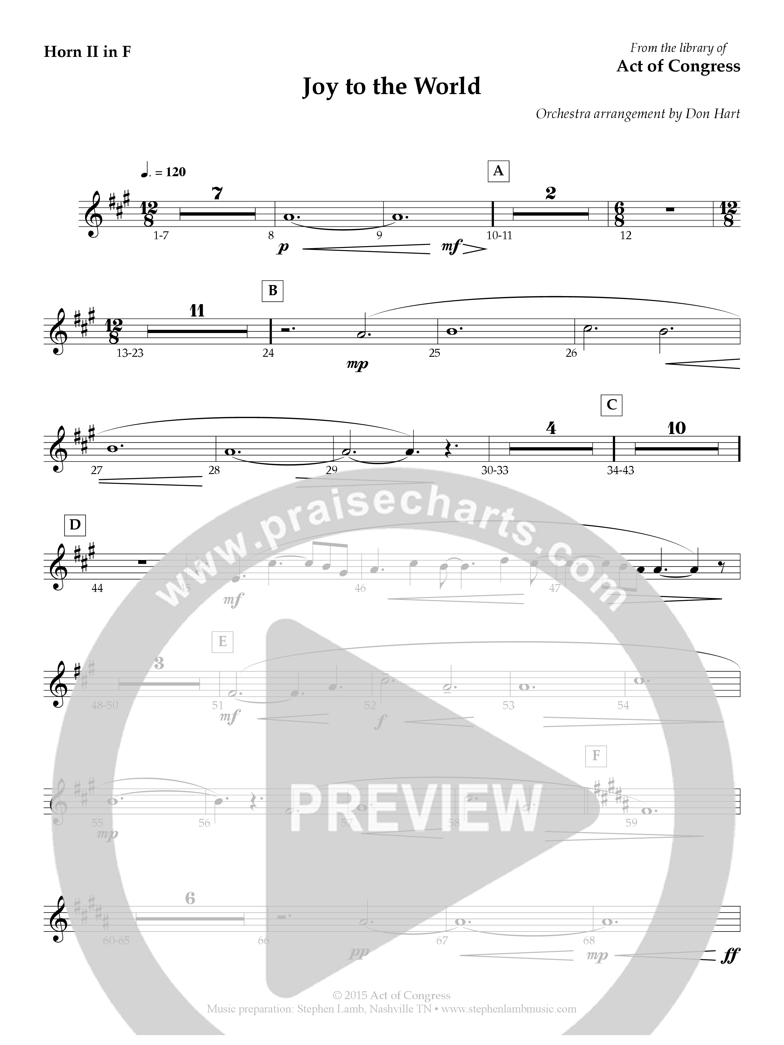 Joy To The World French Horn (Act Of Congress / Orch. Don Hart)