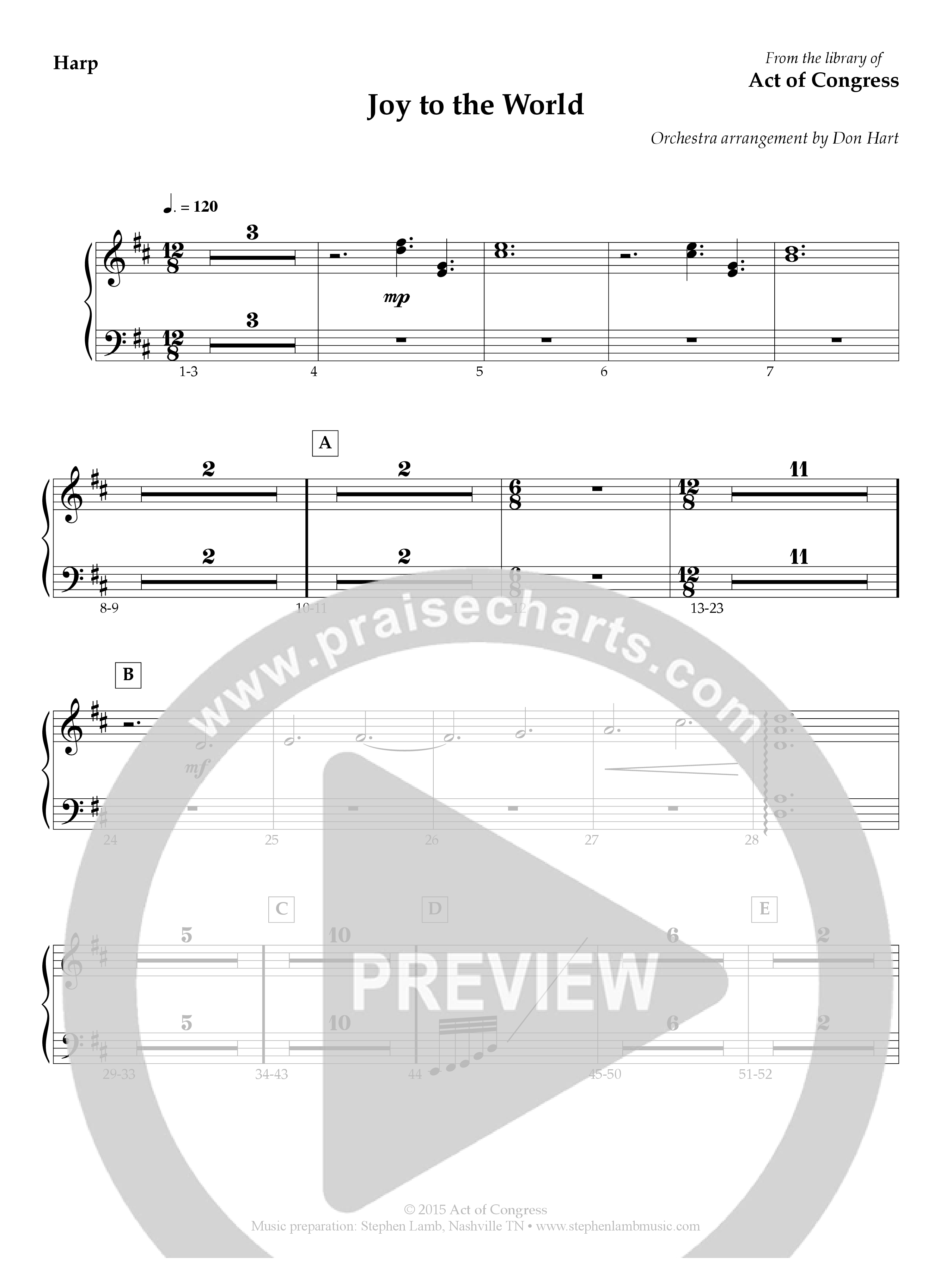 Joy To The World Harp (Act Of Congress / Orch. Don Hart)