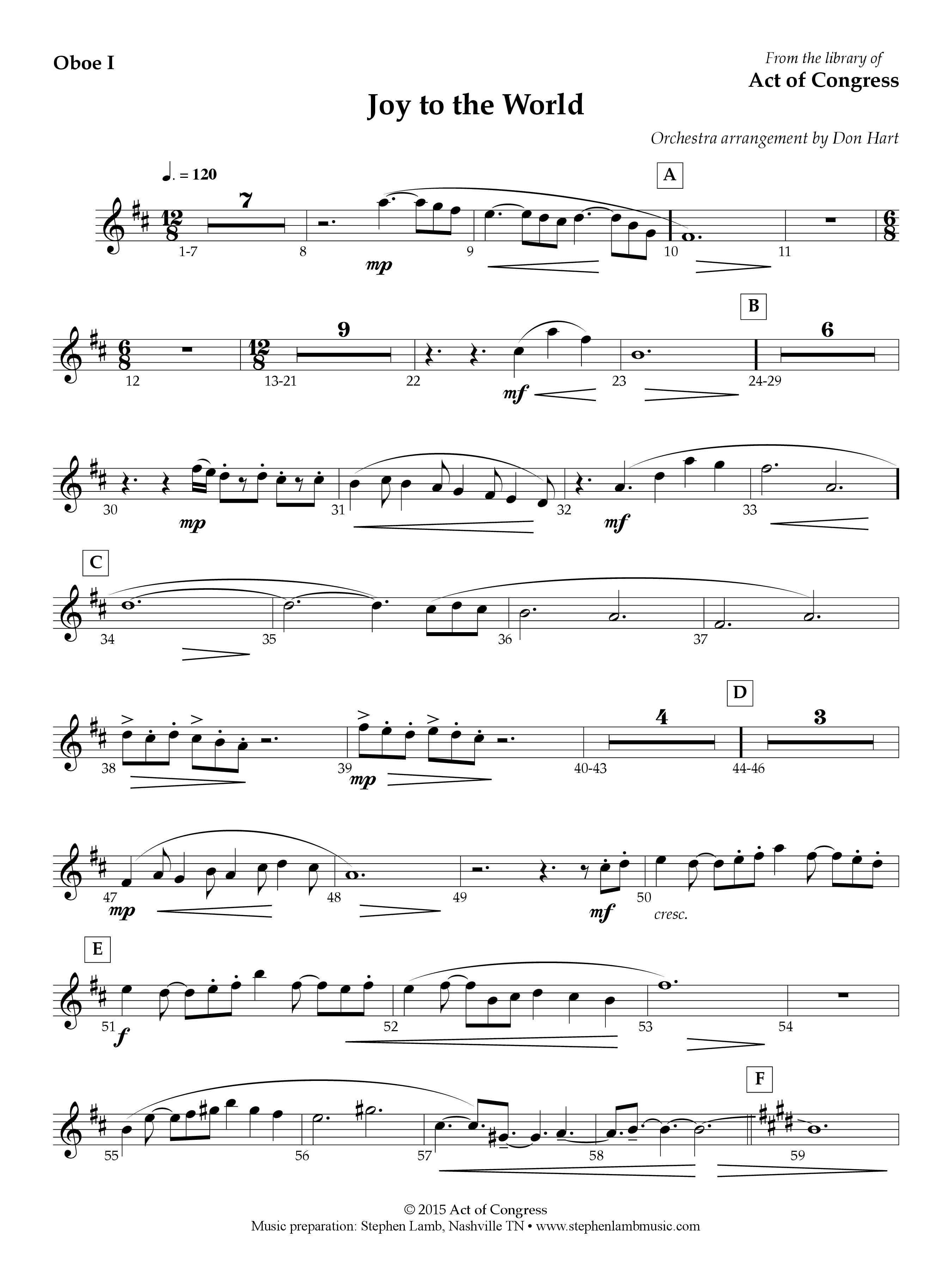 Joy To The World Wind Pack (Act Of Congress / Orch. Don Hart)