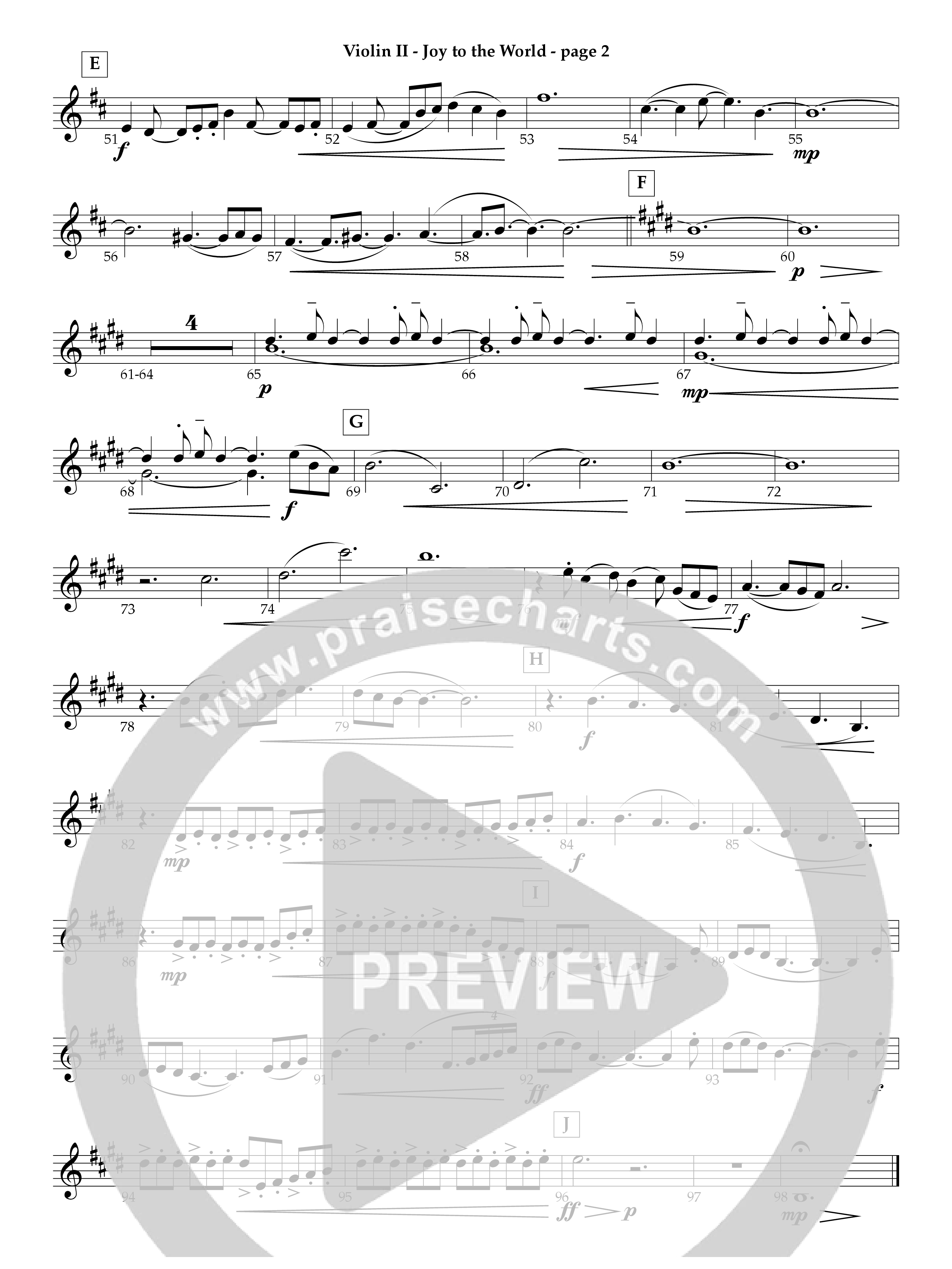 Joy To The World Violin 2 (Act Of Congress / Orch. Don Hart)