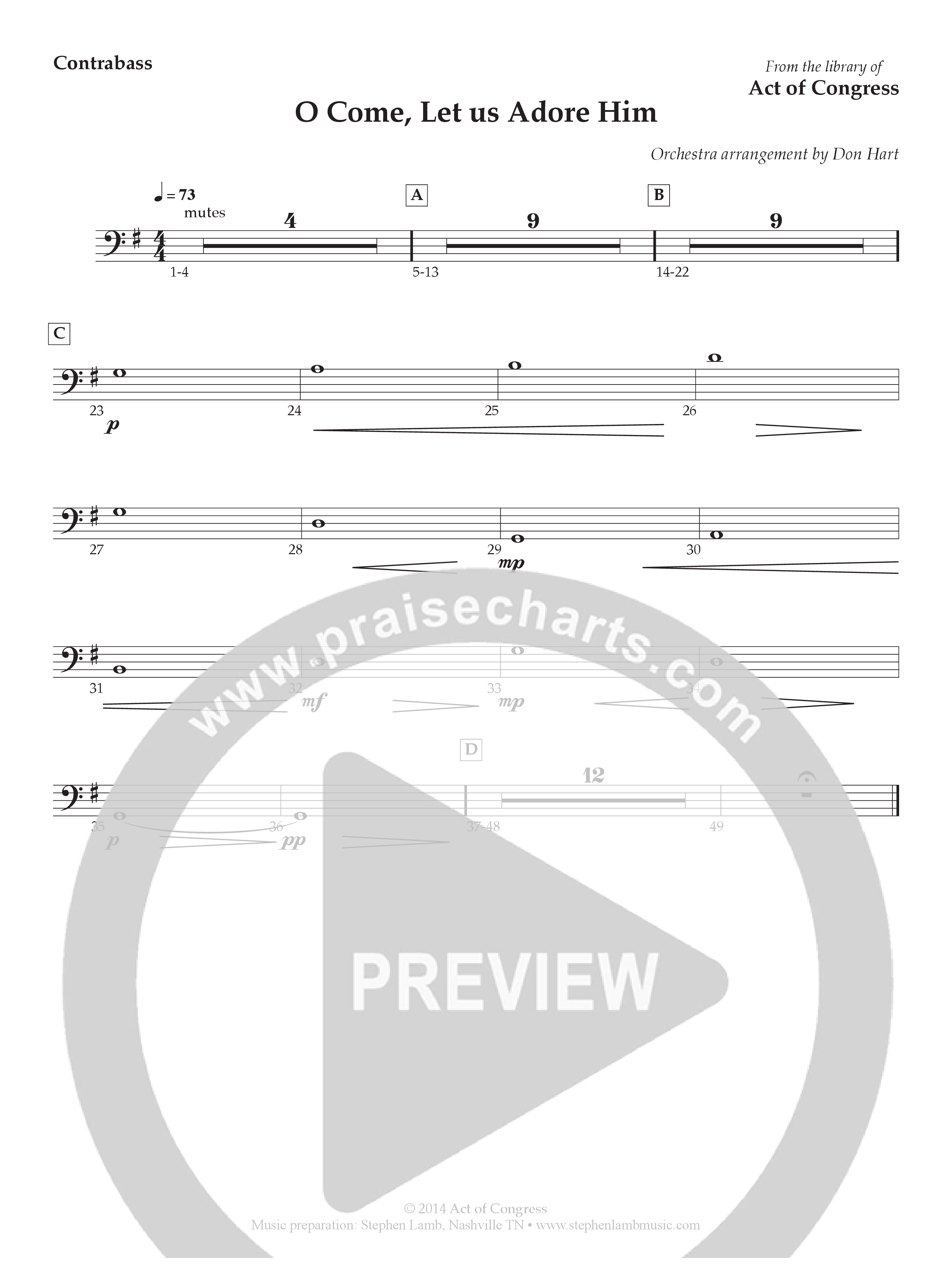 O Come Let Us Adore Him Contrabass (Act Of Congress / Orch. Don Hart)