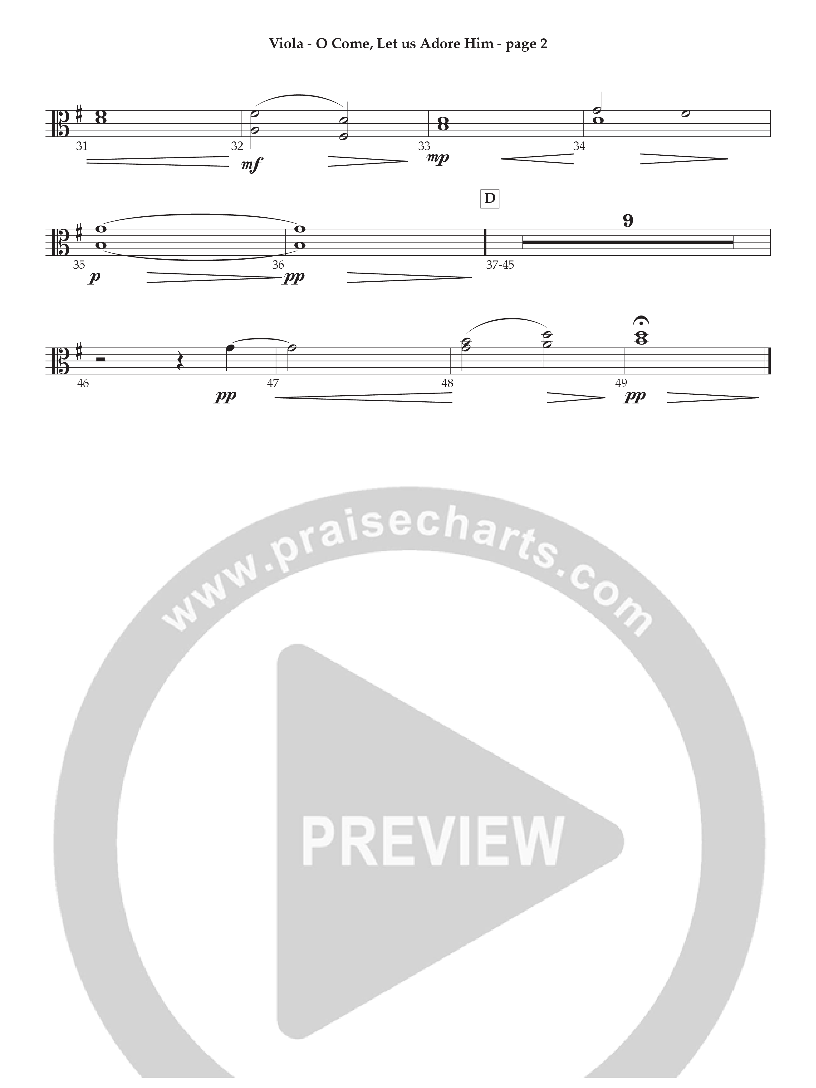 O Come Let Us Adore Him Viola (Act Of Congress / Orch. Don Hart)