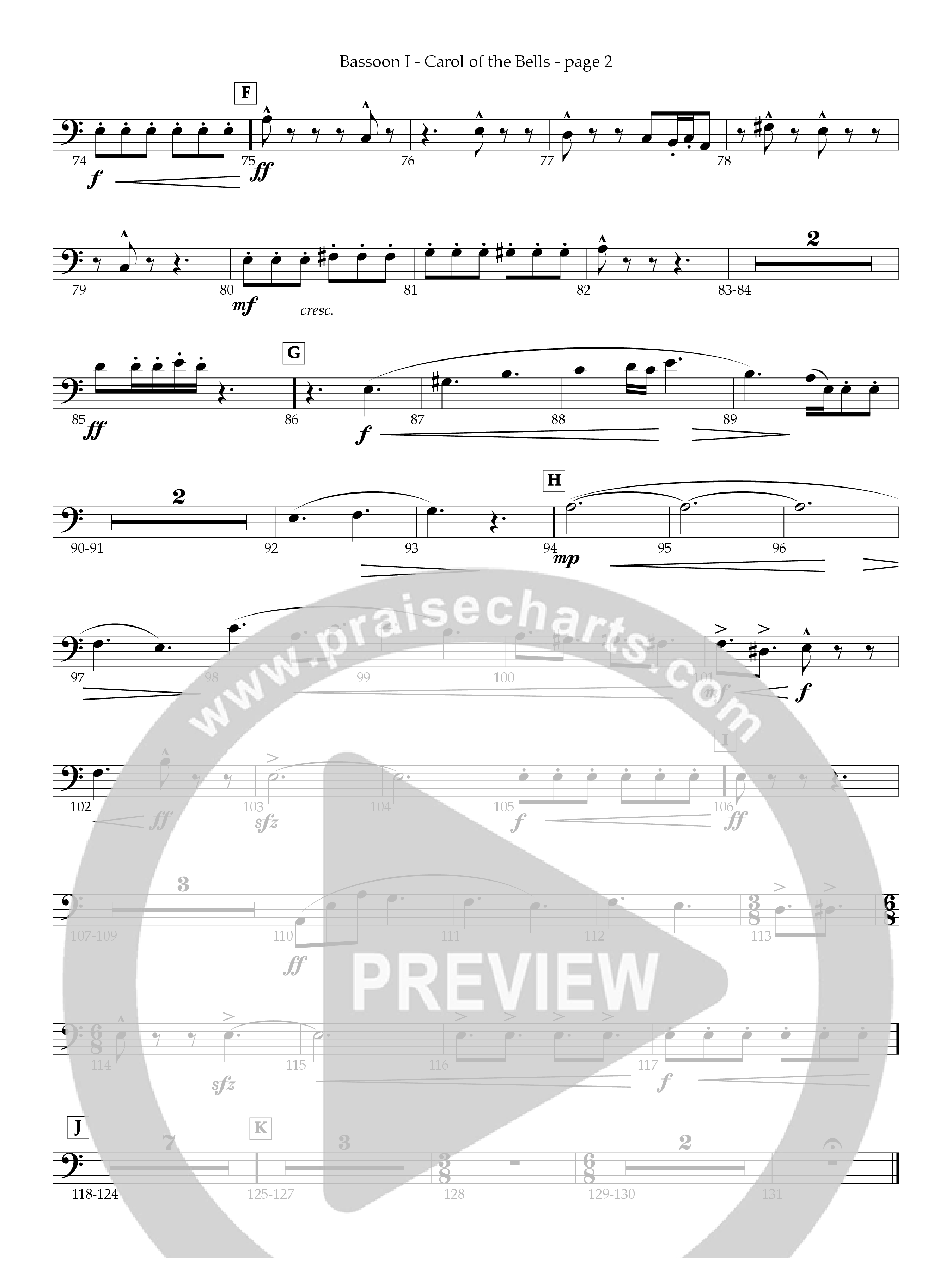 Carol Of The Bells Bassoon (Act Of Congress / Orch. Don Hart)