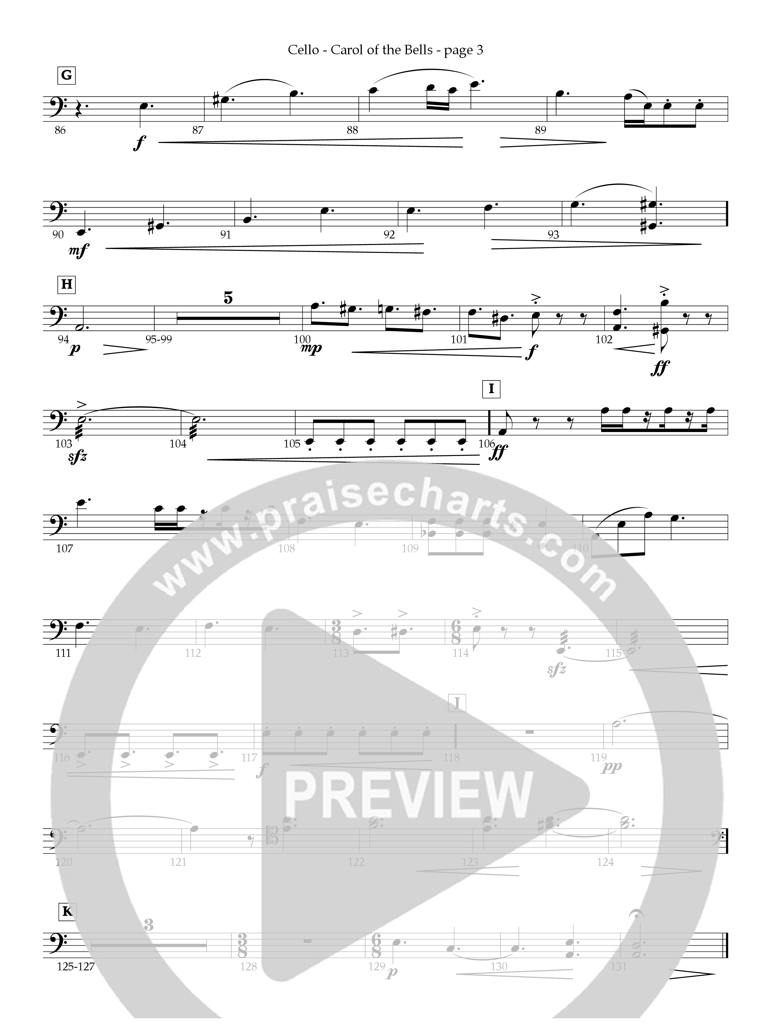 Carol Of The Bells Cello (Act Of Congress / Orch. Don Hart)