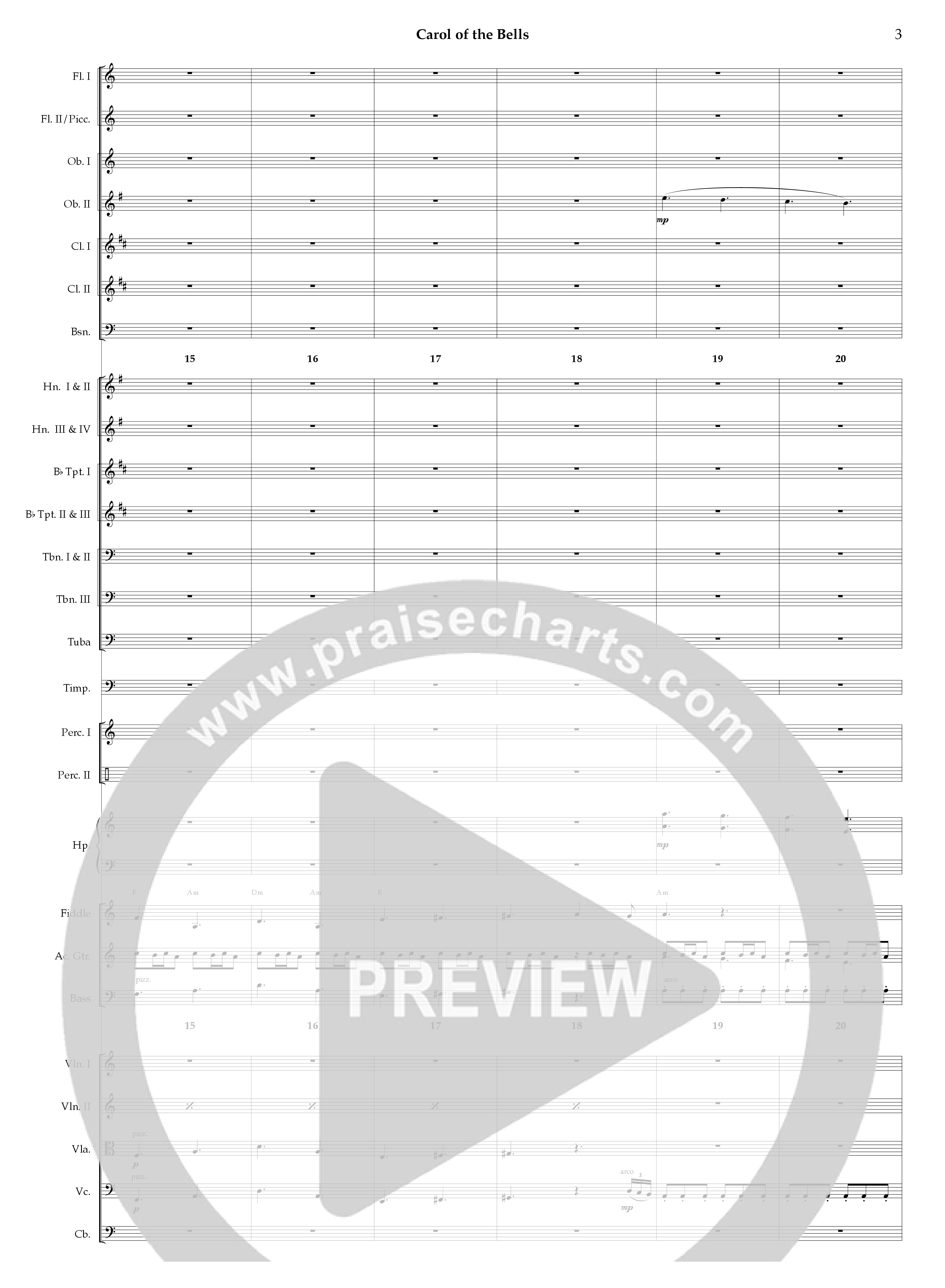 Carol Of The Bells Conductor's Score (Act Of Congress / Orch. Don Hart)