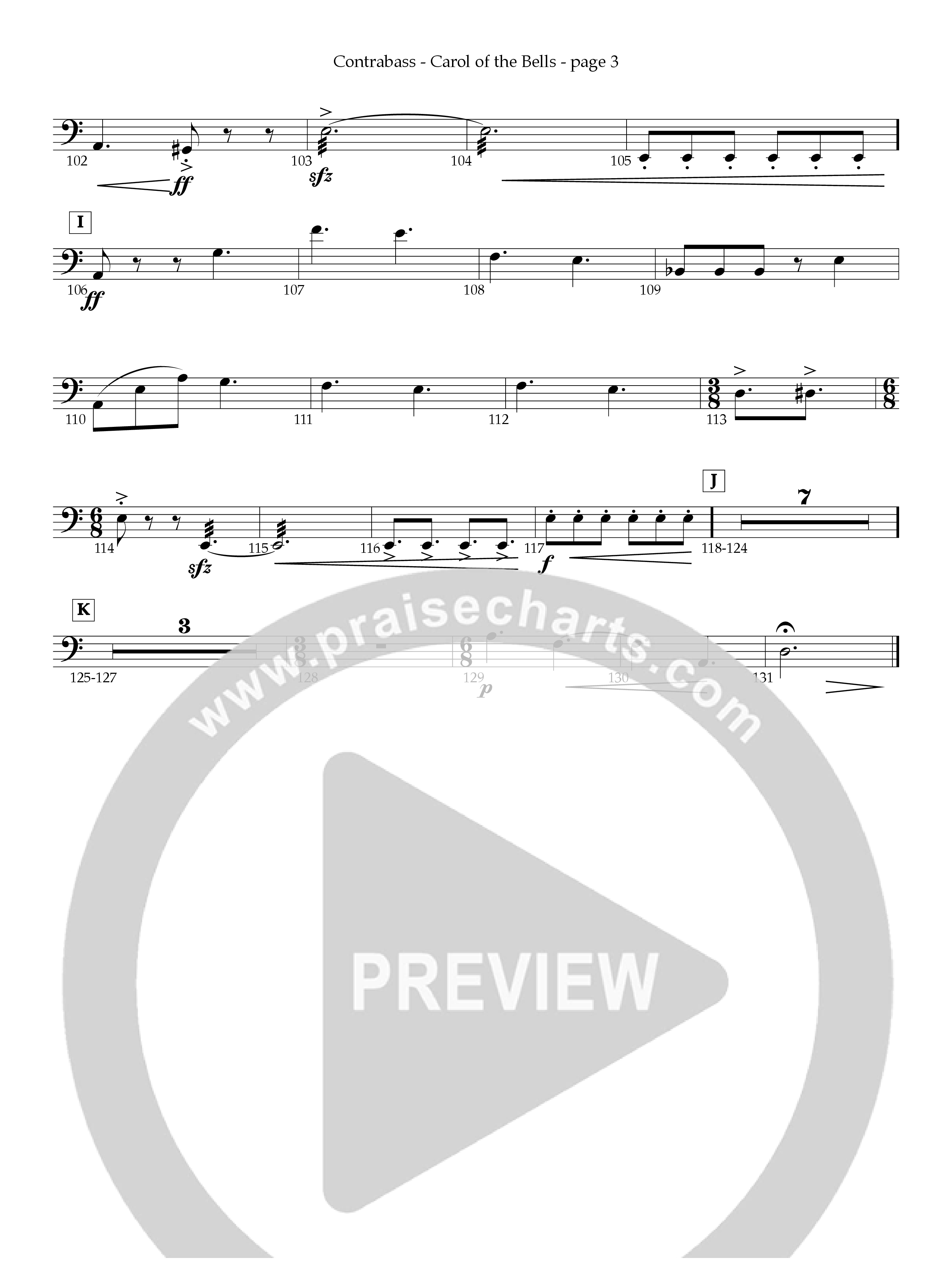 Carol Of The Bells Contrabass (Act Of Congress / Orch. Don Hart)