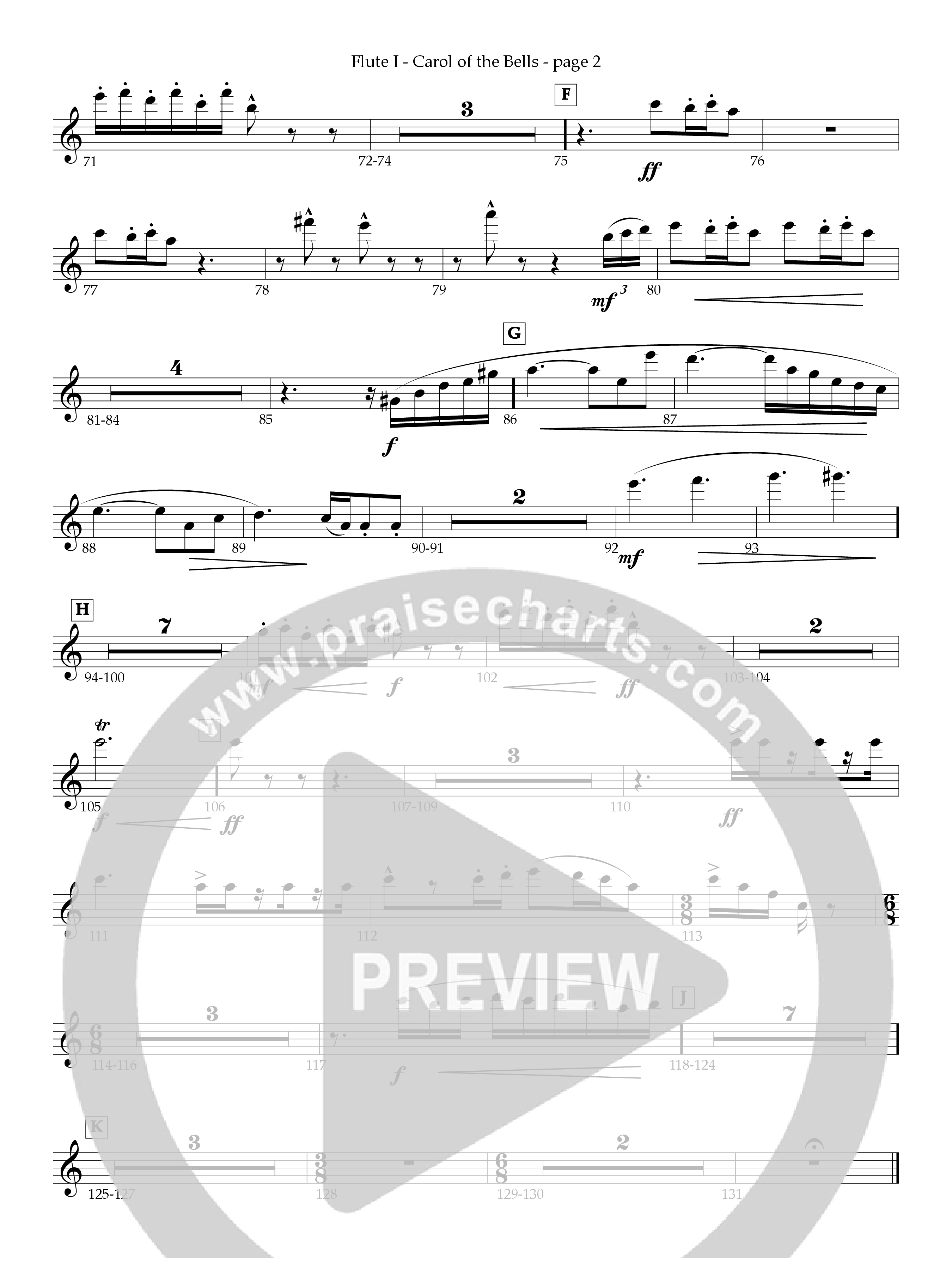 Carol Of The Bells Flute/Piccolo (Act Of Congress / Orch. Don Hart)