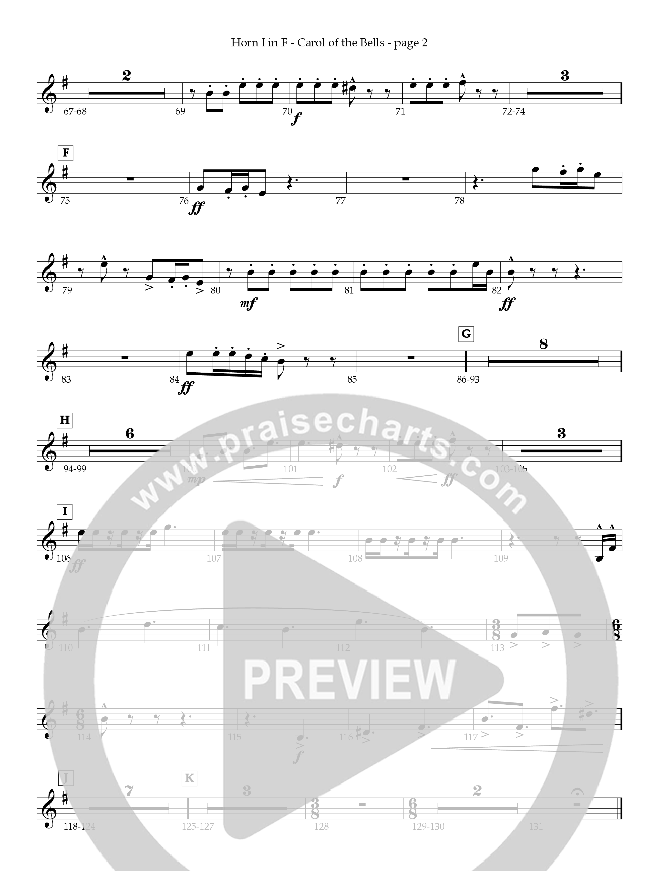 Carol Of The Bells French Horn (Act Of Congress / Orch. Don Hart)