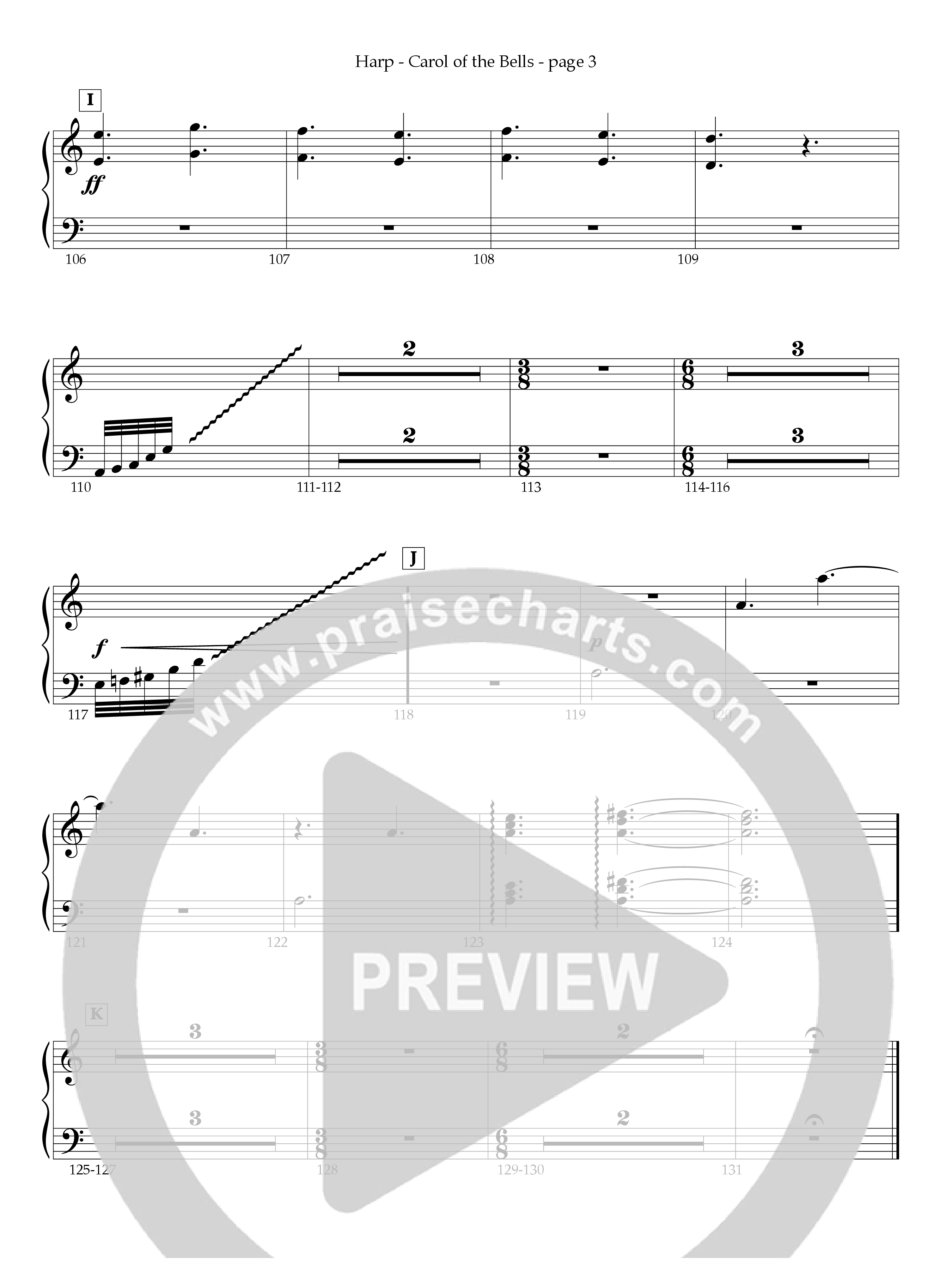 Carol Of The Bells Harp (Act Of Congress / Orch. Don Hart)