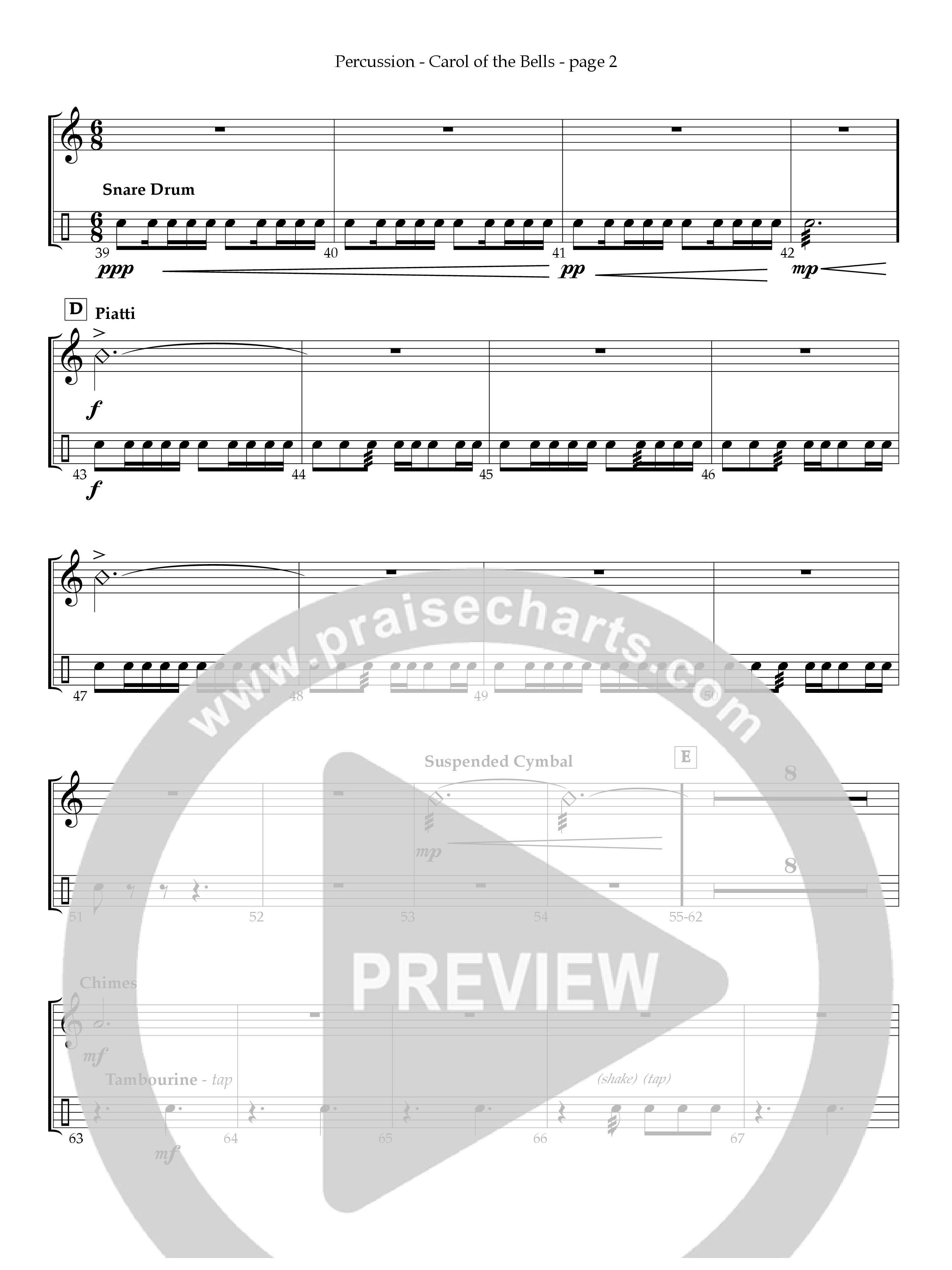 Carol Of The Bells Percussion (Act Of Congress / Orch. Don Hart)