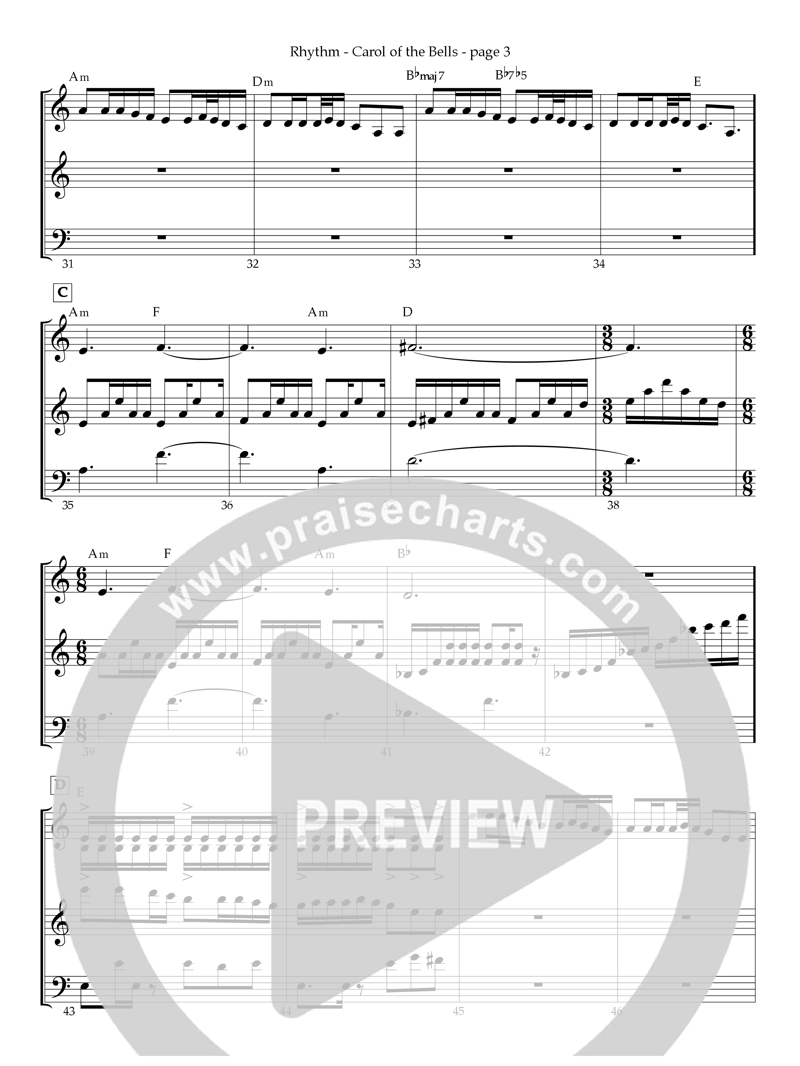 Carol Of The Bells Rhythm Chart (Act Of Congress / Orch. Don Hart)