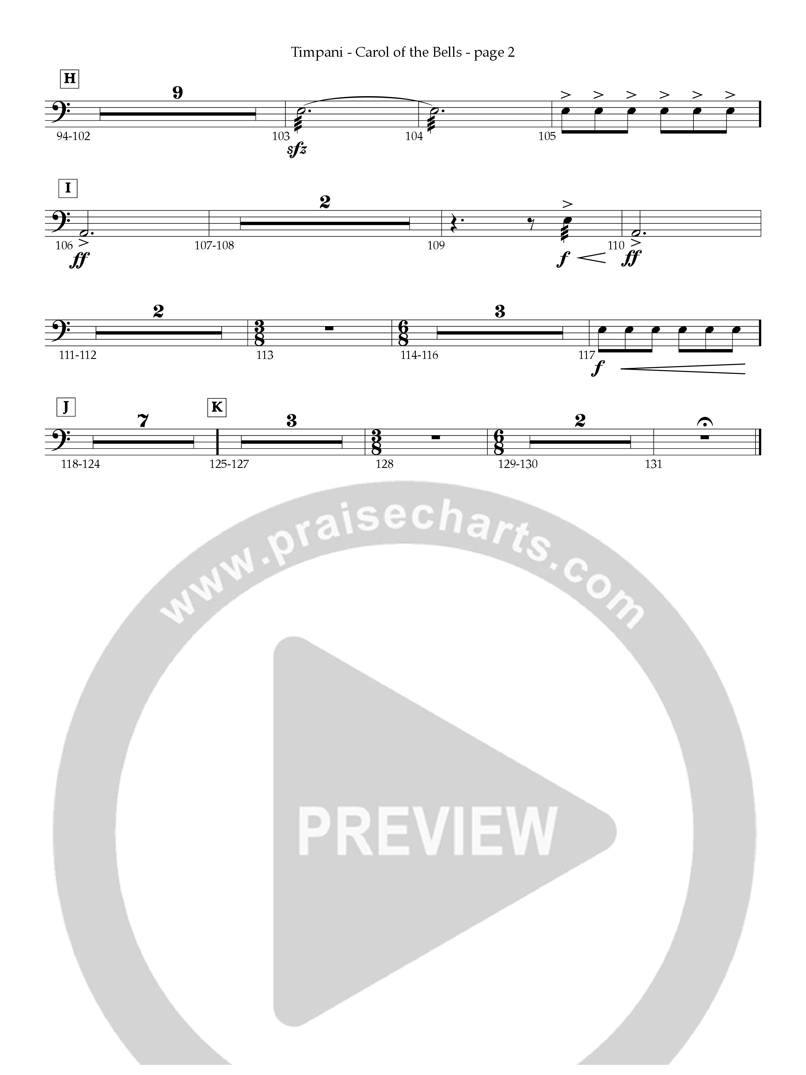 Carol Of The Bells Timpani (Act Of Congress / Orch. Don Hart)