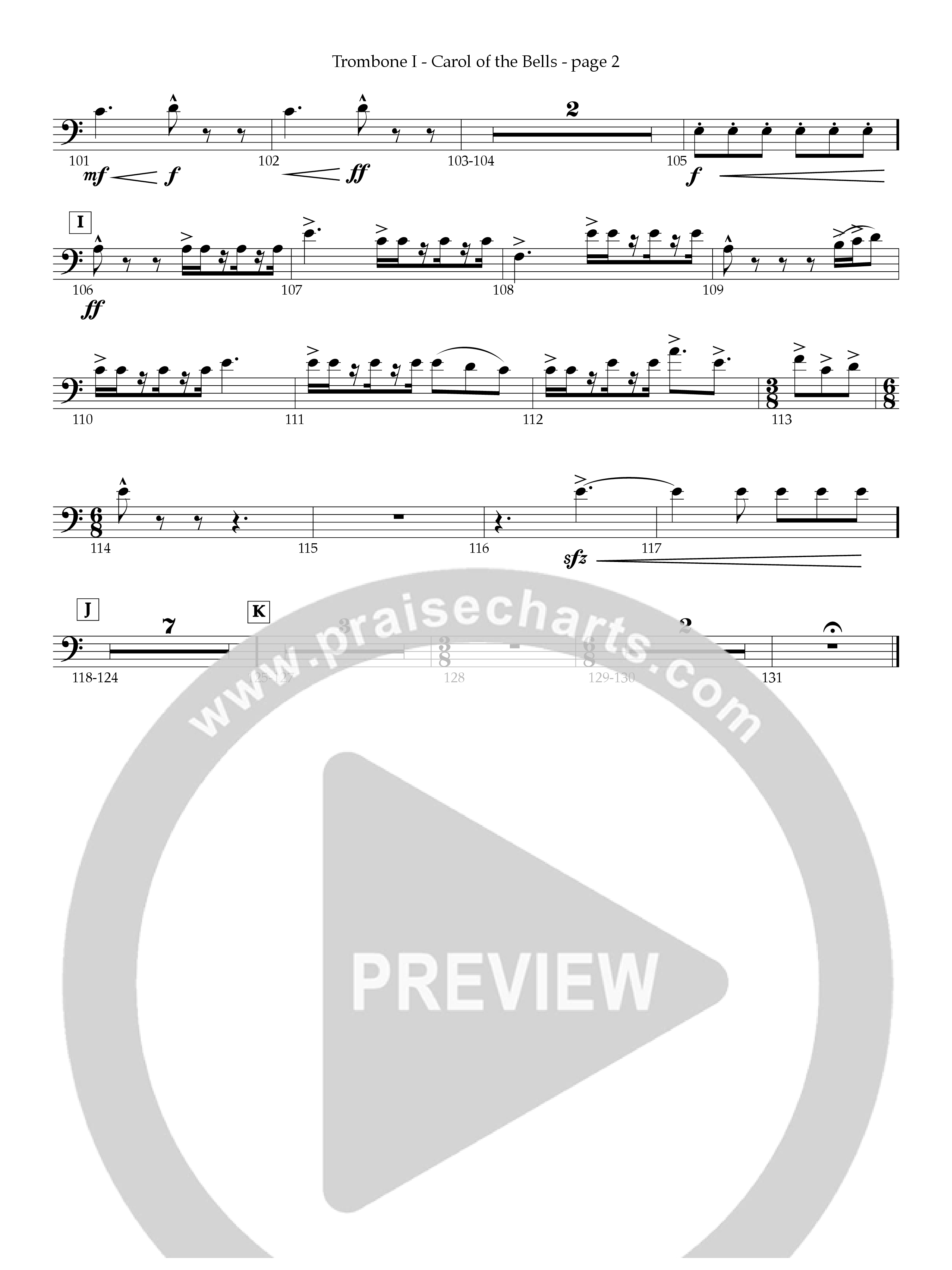 Carol Of The Bells Trombone 1 (Act Of Congress / Orch. Don Hart)