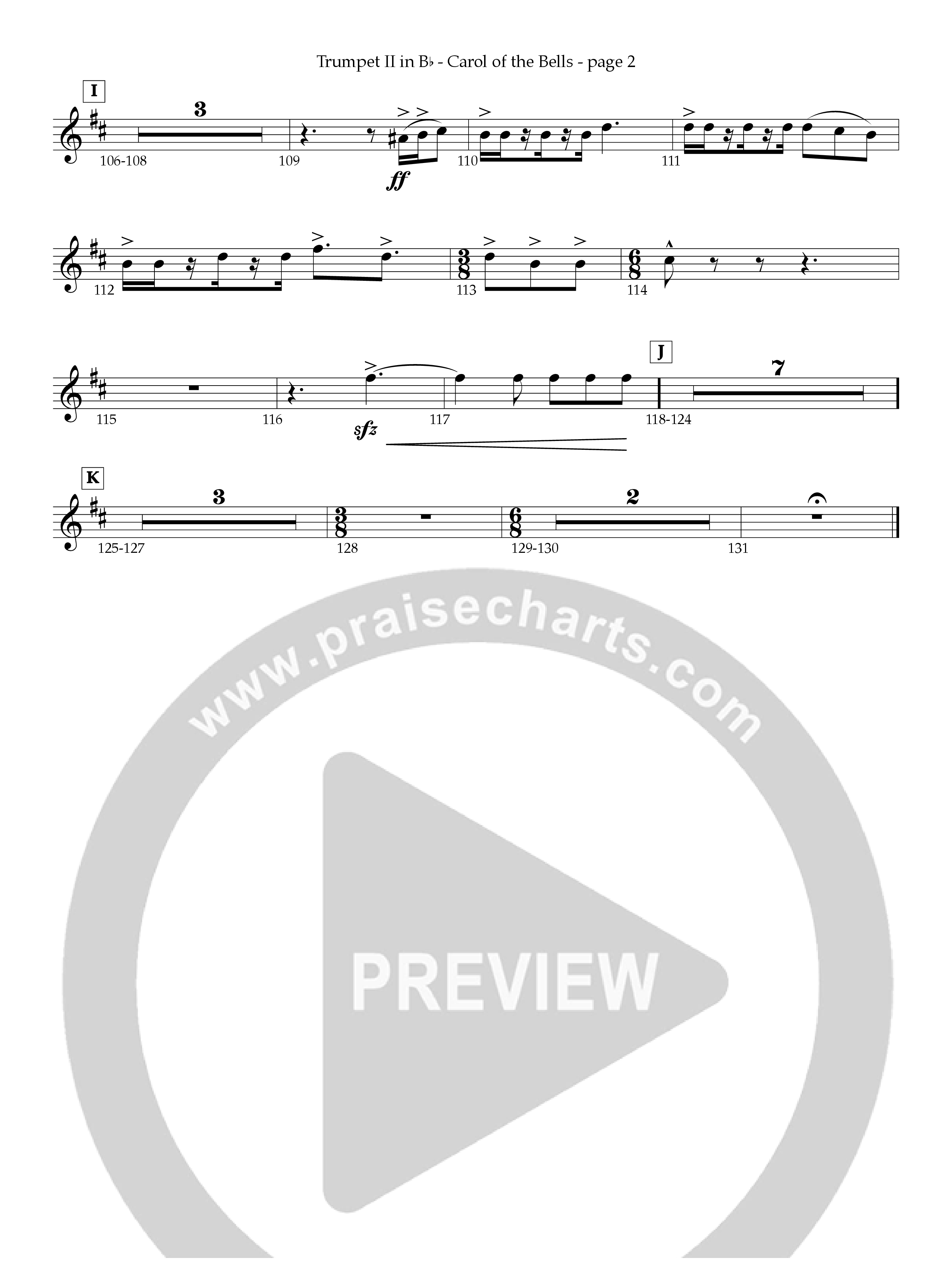 Carol Of The Bells Trumpet 2 (Act Of Congress / Orch. Don Hart)