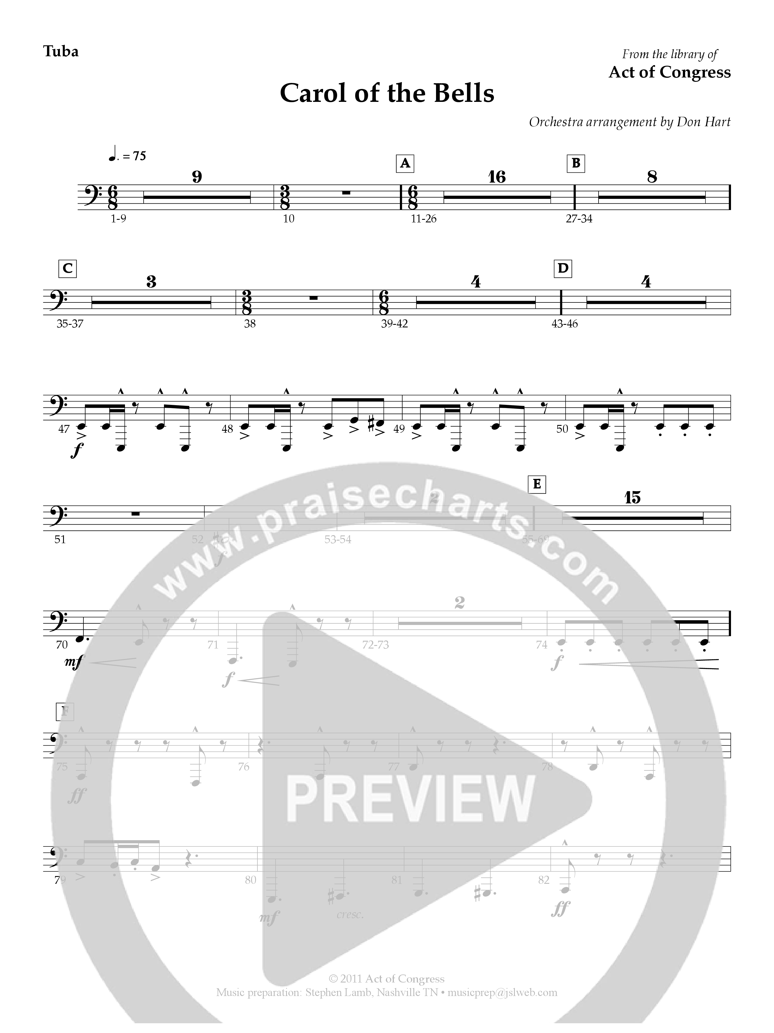 Carol Of The Bells Tuba (Act Of Congress / Orch. Don Hart)