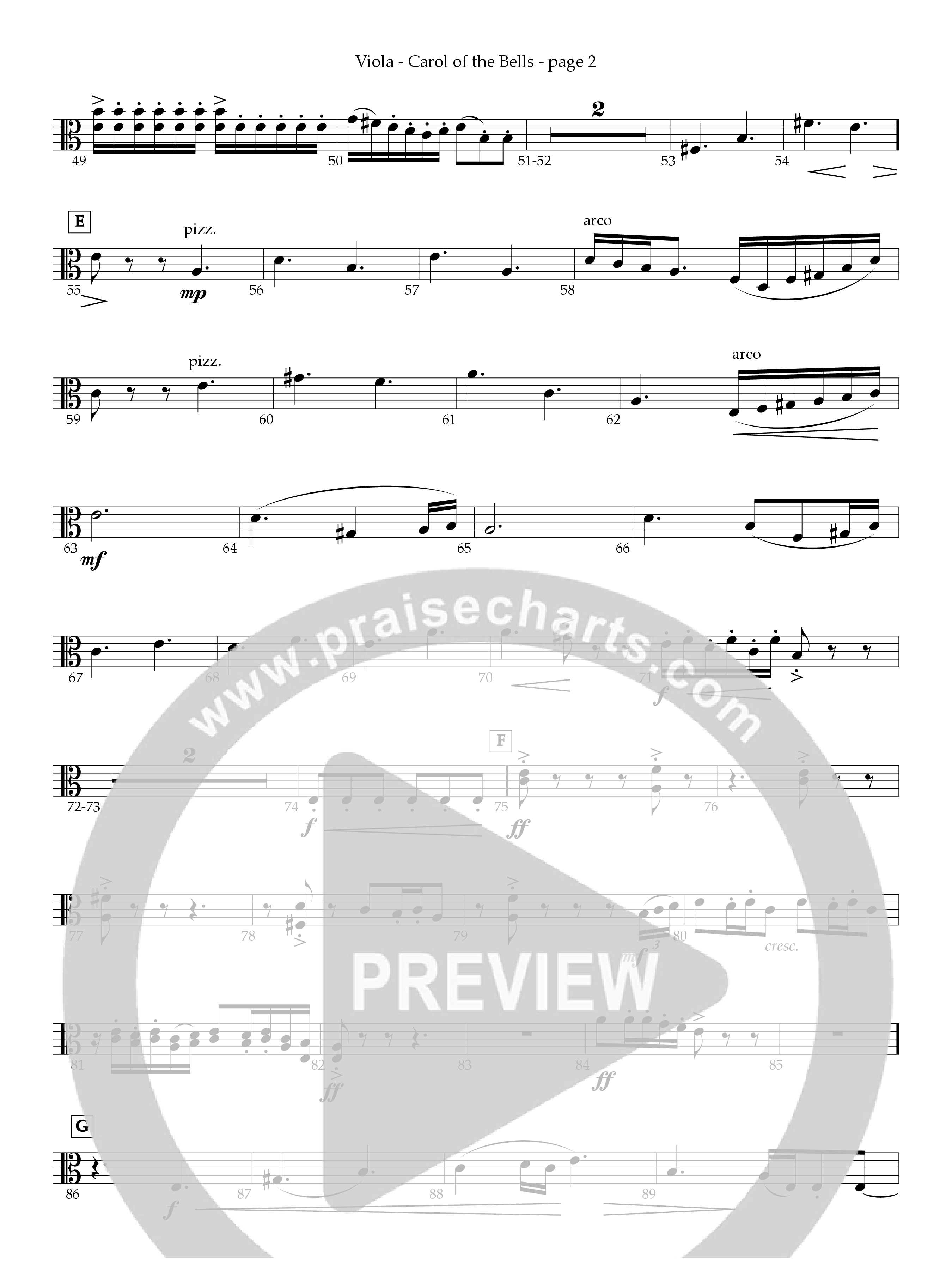 Carol Of The Bells Viola (Act Of Congress / Orch. Don Hart)