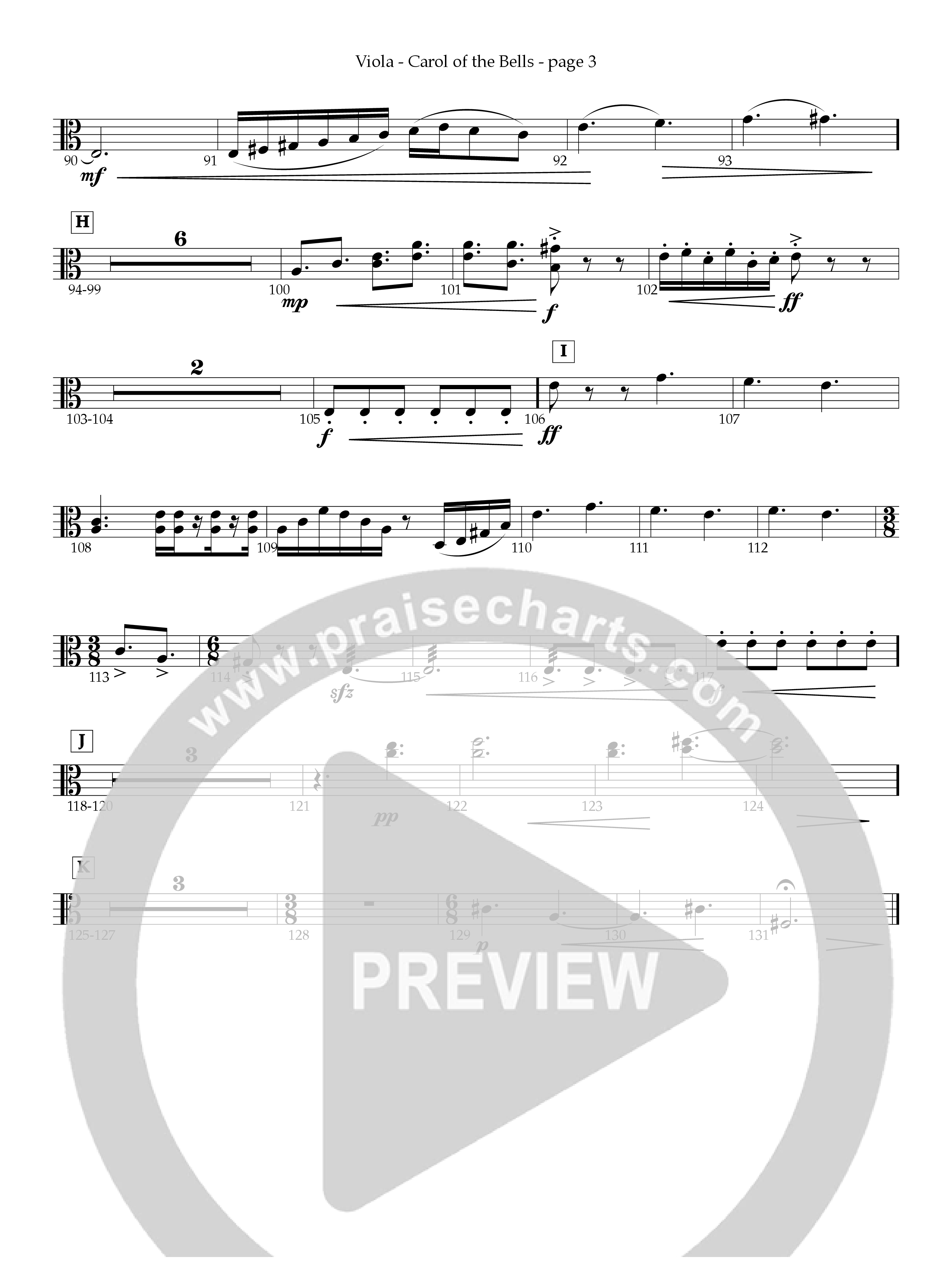 Carol Of The Bells Viola (Act Of Congress / Orch. Don Hart)