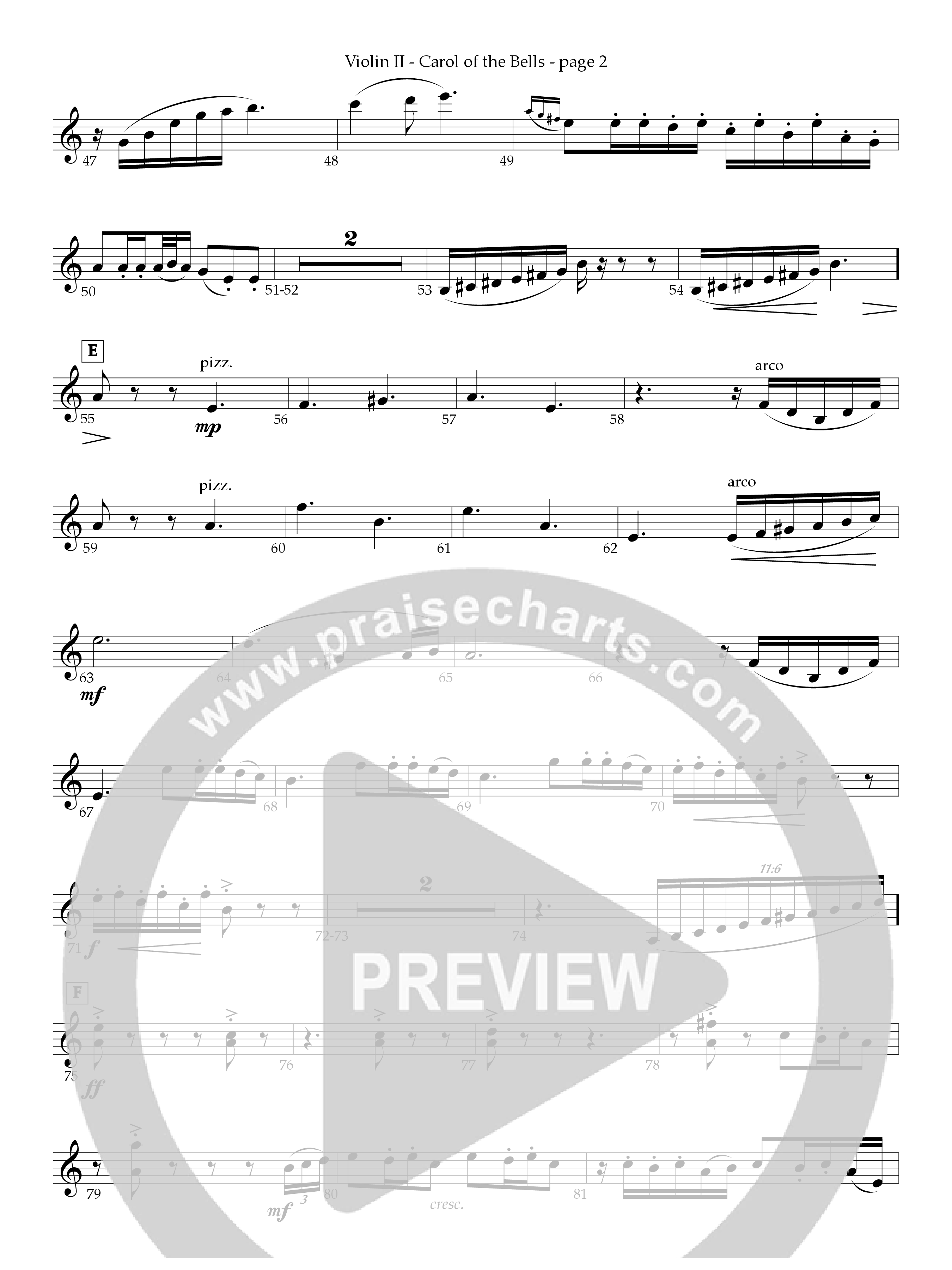 Carol Of The Bells Violin 2 (Act Of Congress / Orch. Don Hart)