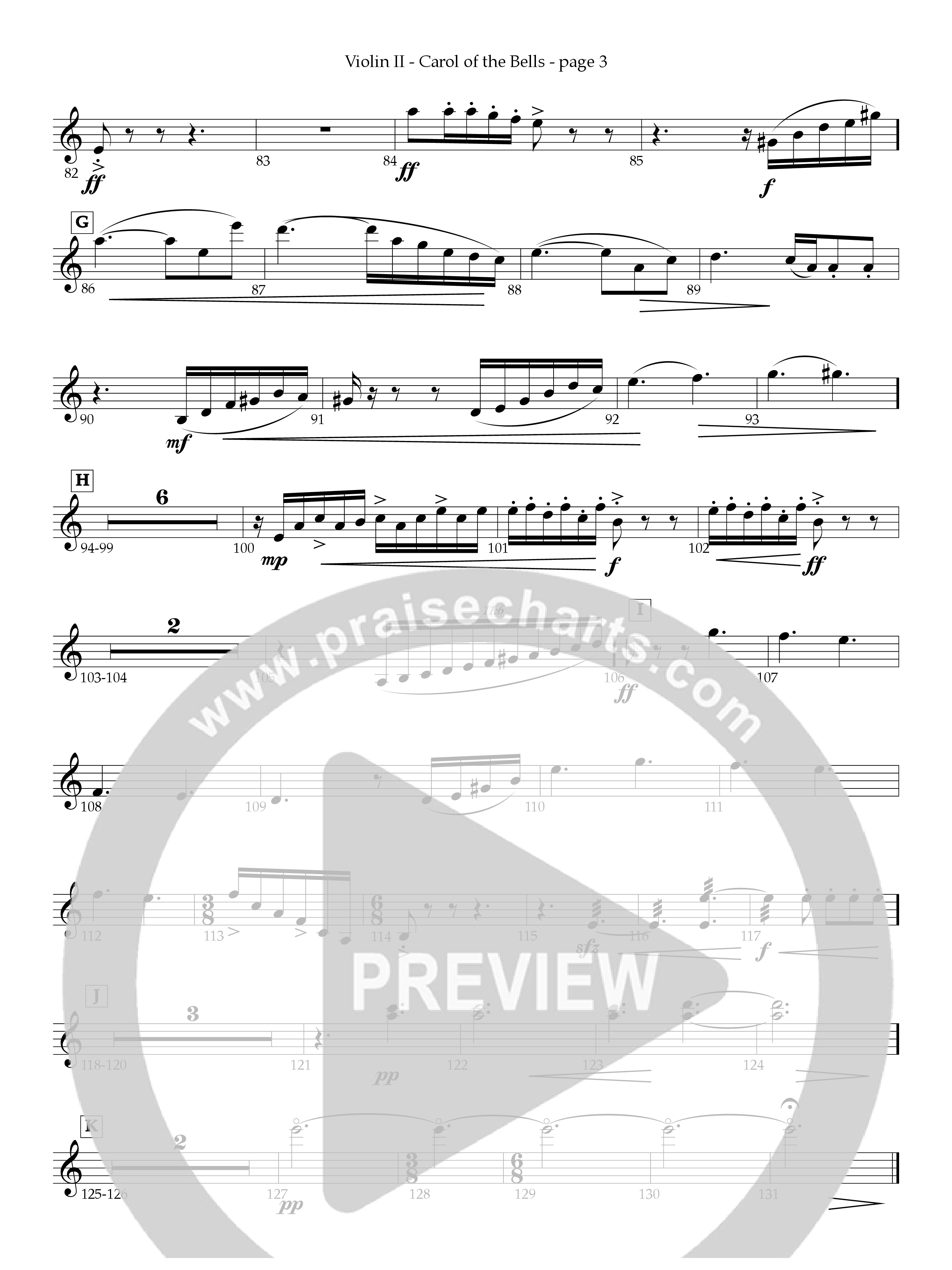 Carol Of The Bells Violin 2 (Act Of Congress / Orch. Don Hart)