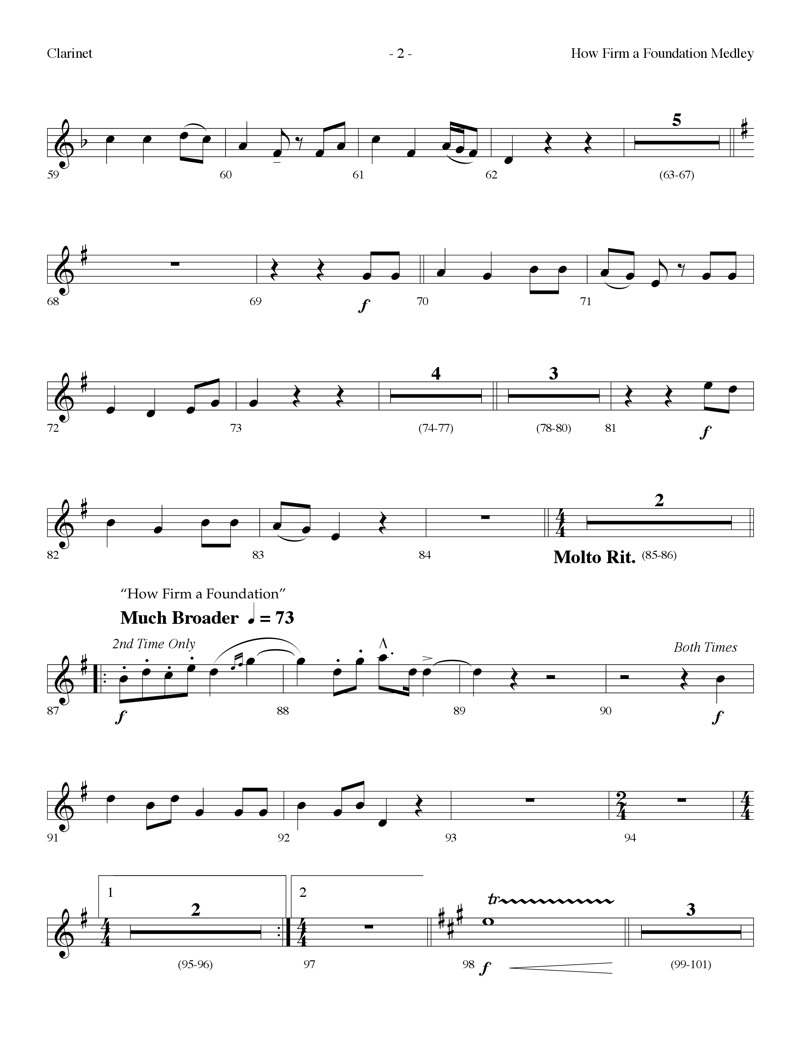 How Firm A Foundation Medley (Choral Anthem SATB) Clarinet (Lifeway Choral / Arr. Dennis Allen)