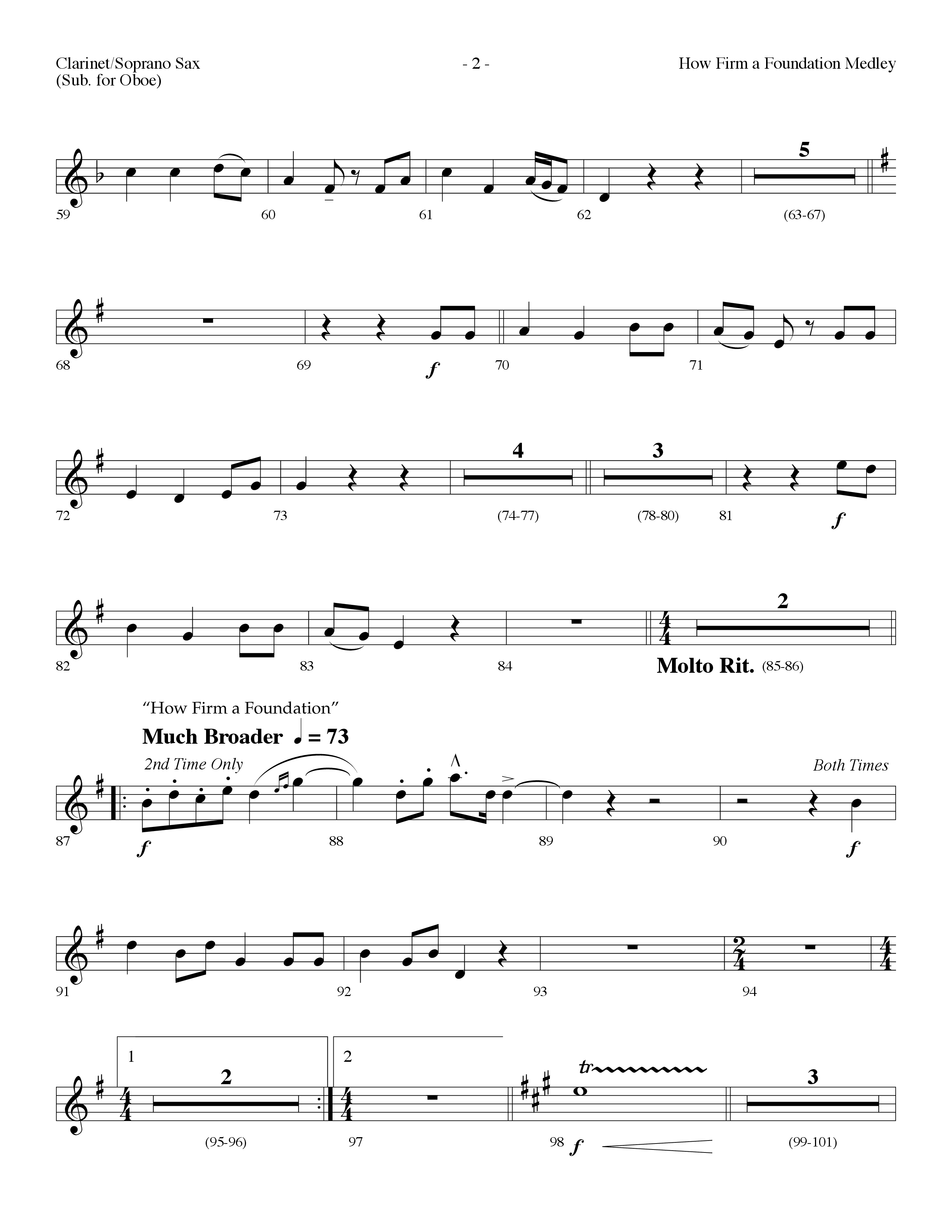 How Firm A Foundation Medley (Choral Anthem SATB) Clarinet/Soprano Sax (Lifeway Choral / Arr. Dennis Allen)