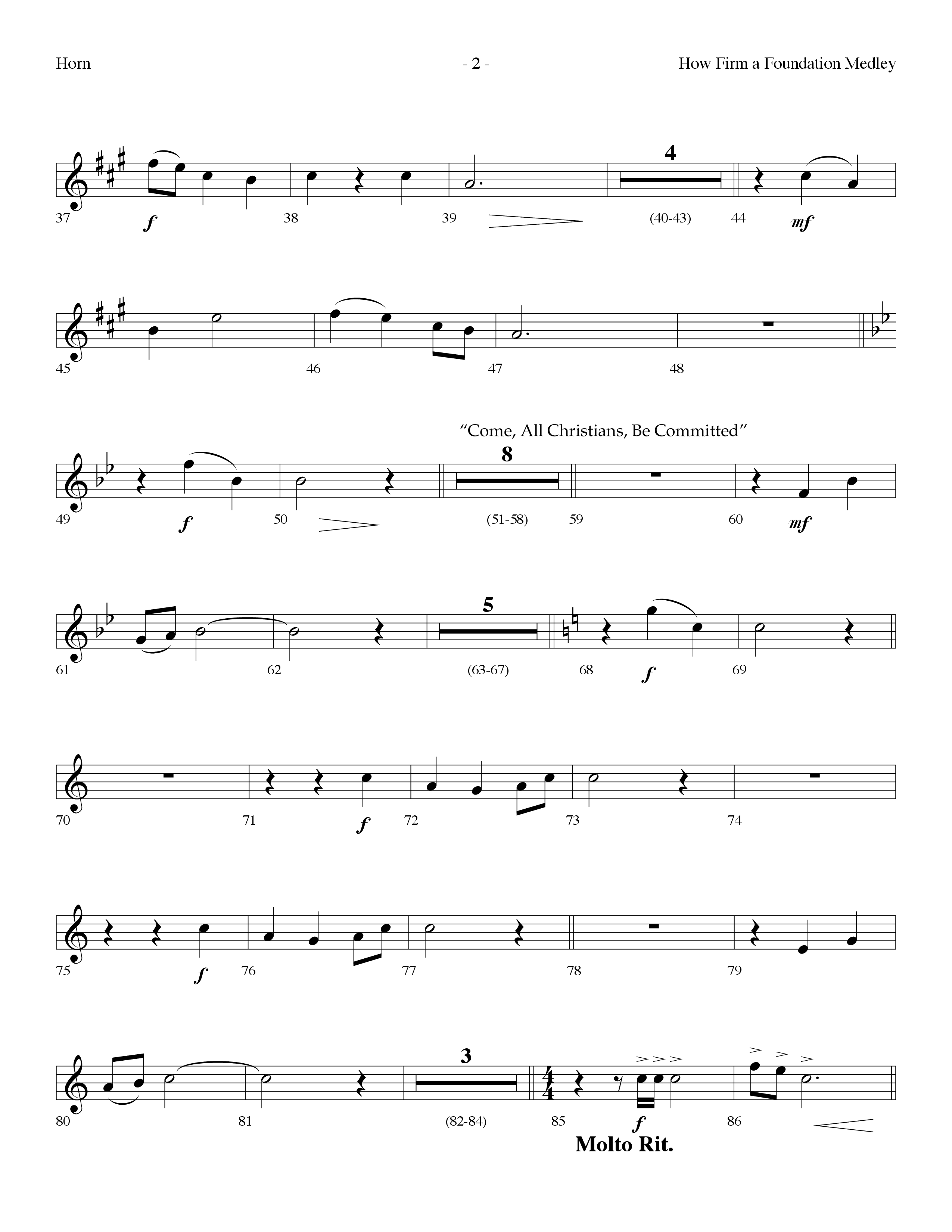 How Firm A Foundation Medley (Choral Anthem SATB) French Horn (Lifeway Choral / Arr. Dennis Allen)