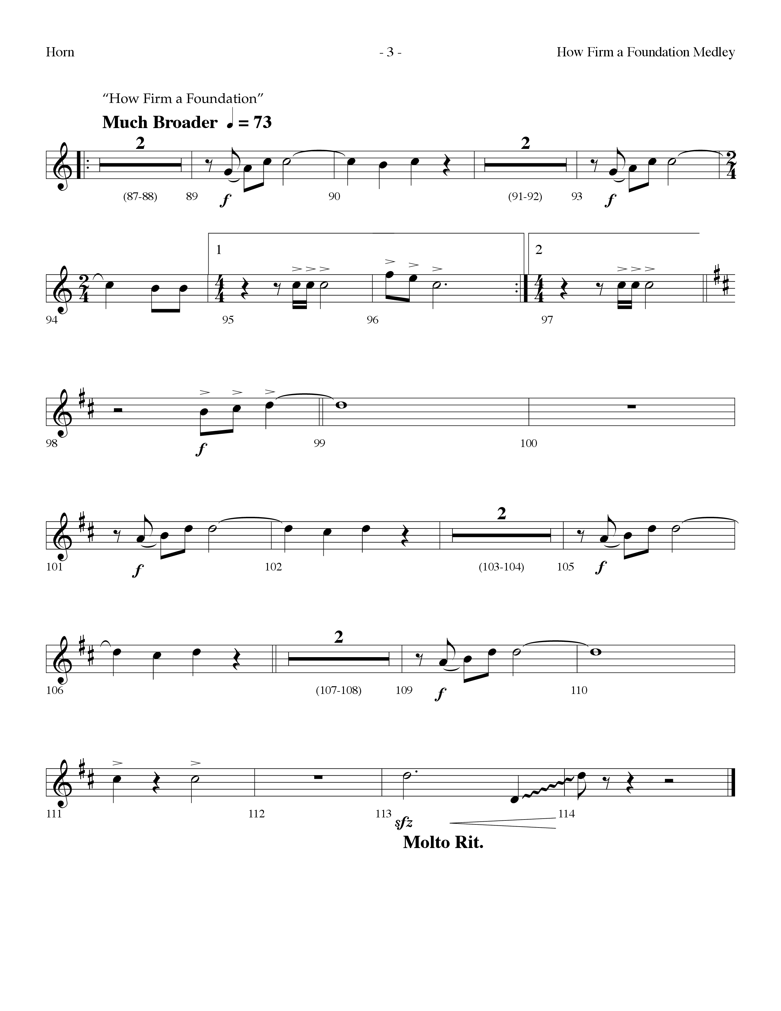 How Firm A Foundation Medley (Choral Anthem SATB) French Horn (Lifeway Choral / Arr. Dennis Allen)