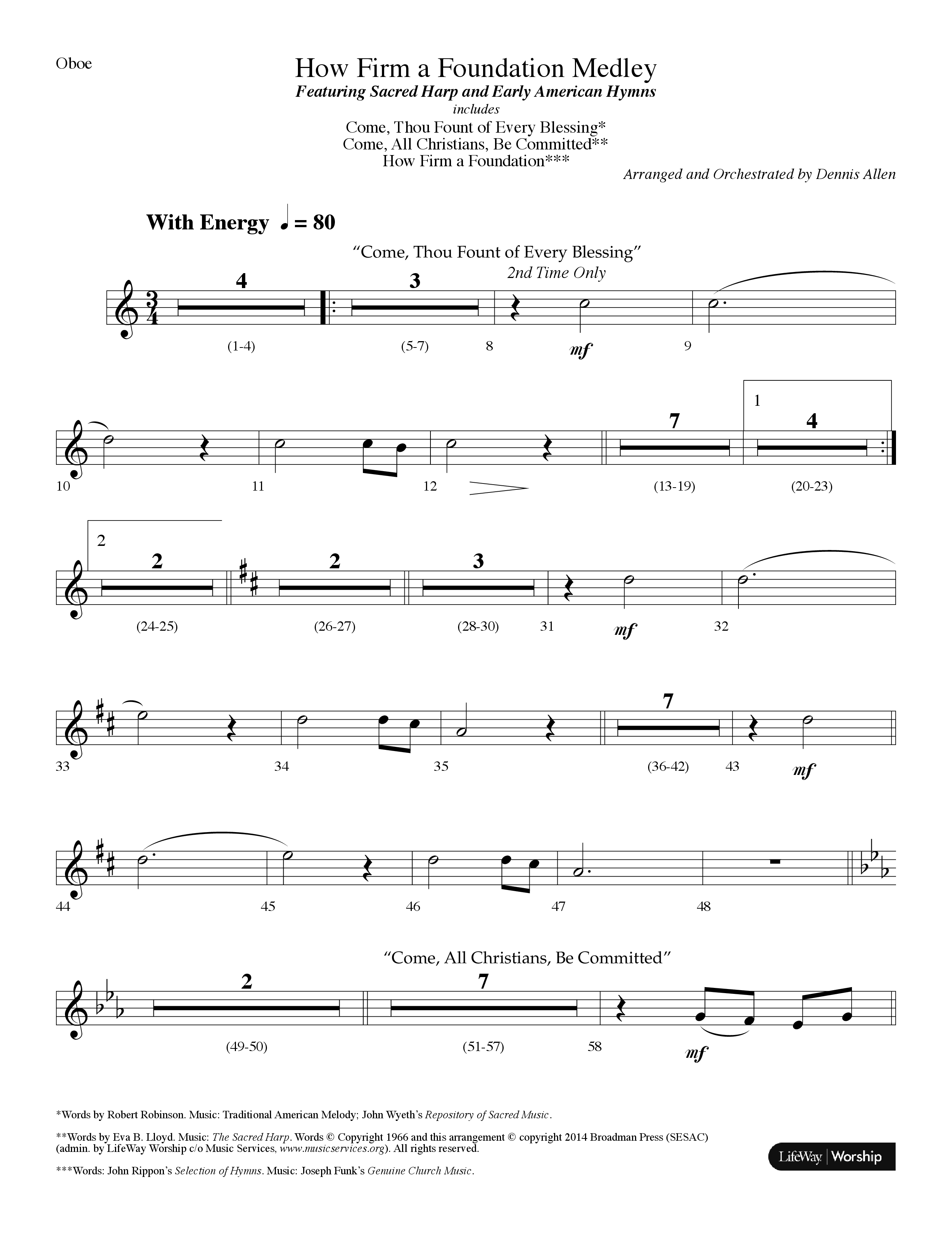 How Firm A Foundation Medley (Choral Anthem SATB) Oboe (Lifeway Choral / Arr. Dennis Allen)