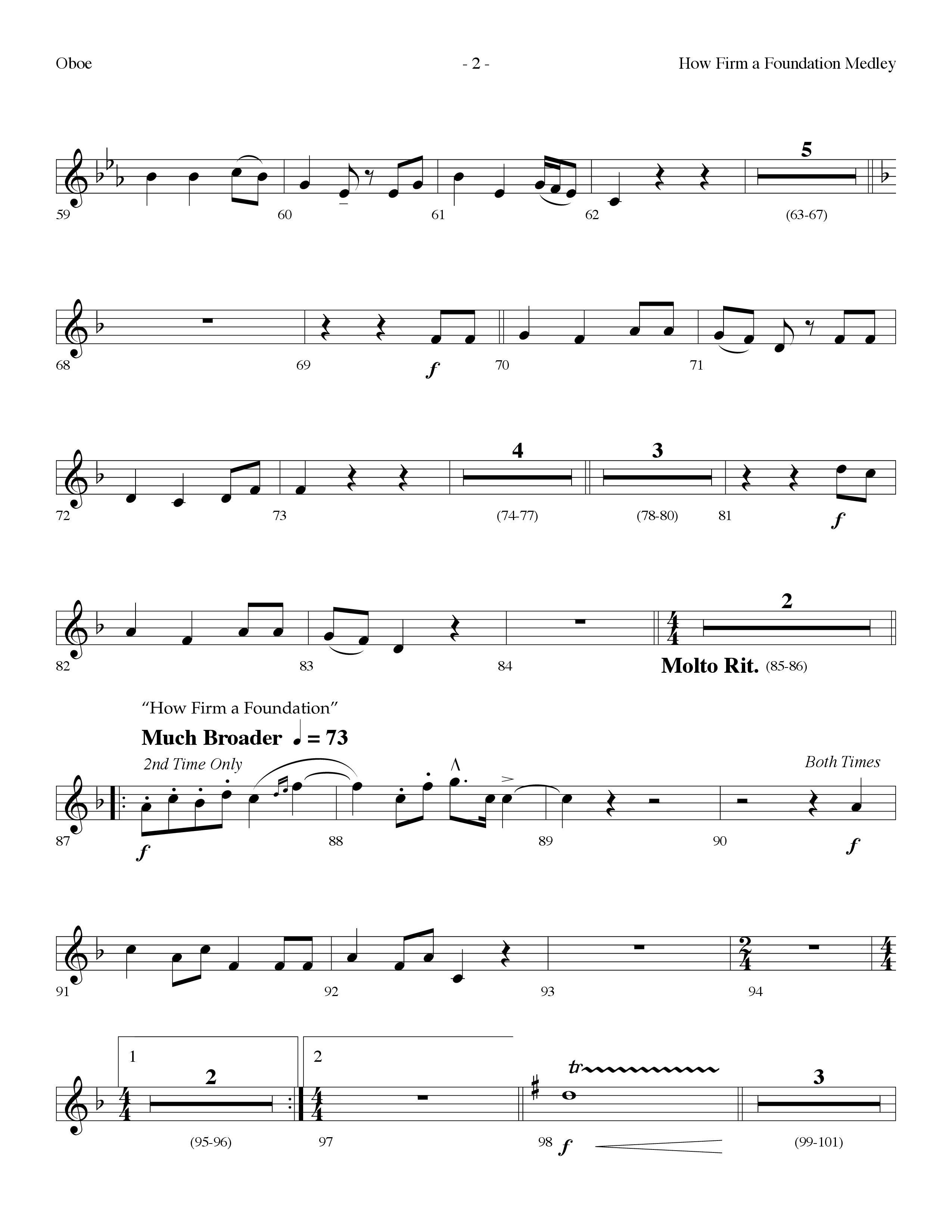 How Firm A Foundation Medley (Choral Anthem SATB) Oboe (Lifeway Choral / Arr. Dennis Allen)