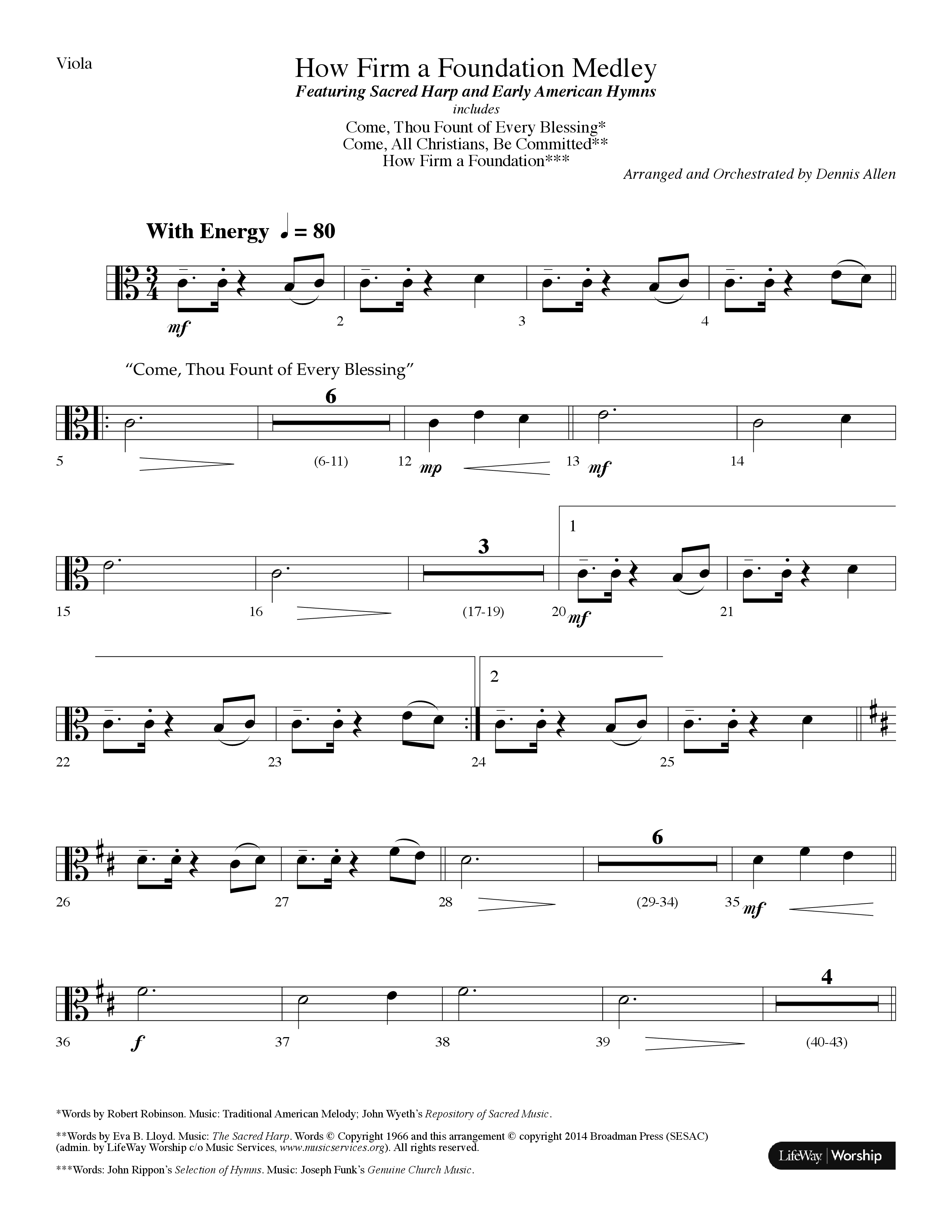 How Firm A Foundation Medley (Choral Anthem SATB) Viola (Lifeway Choral / Arr. Dennis Allen)