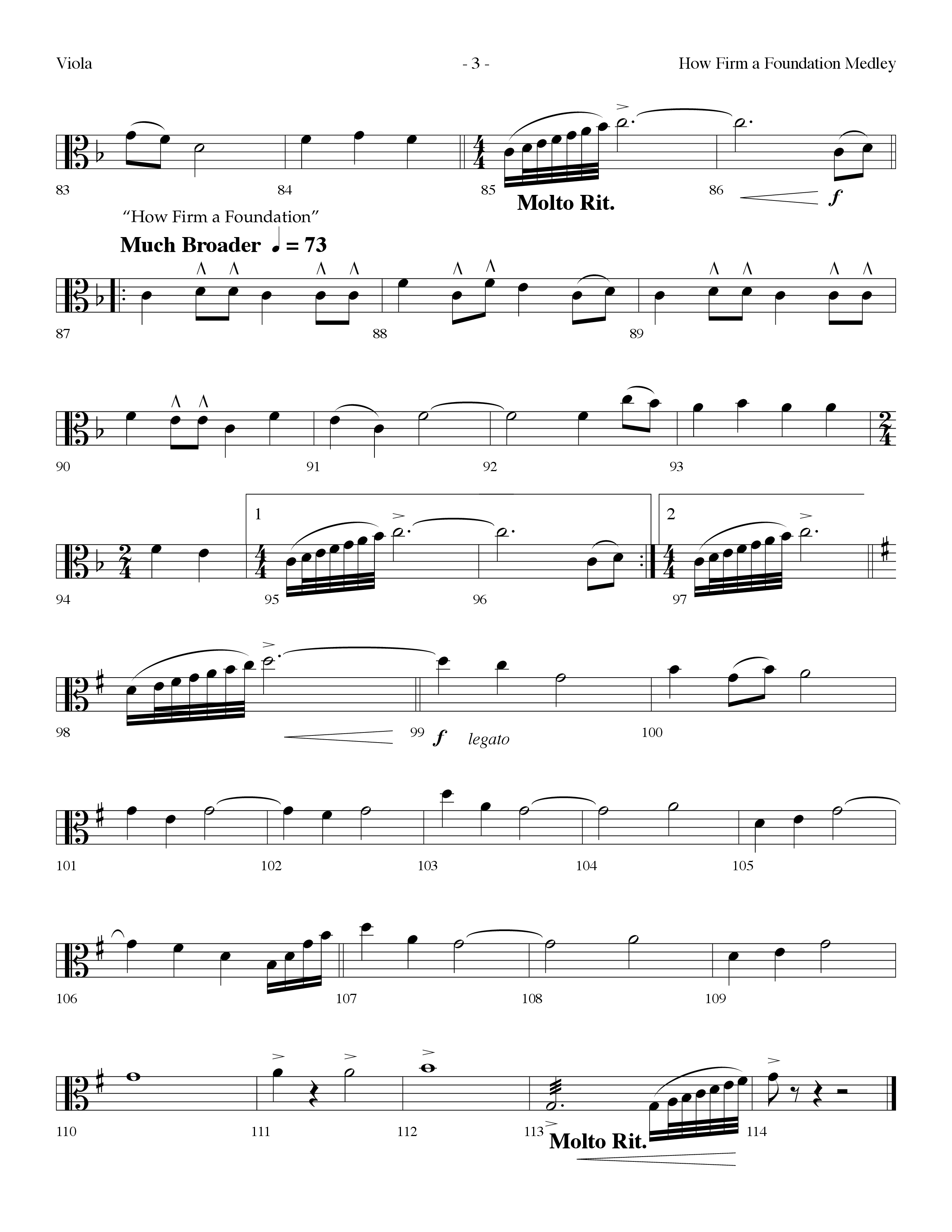 How Firm A Foundation Medley (Choral Anthem SATB) Viola (Lifeway Choral / Arr. Dennis Allen)