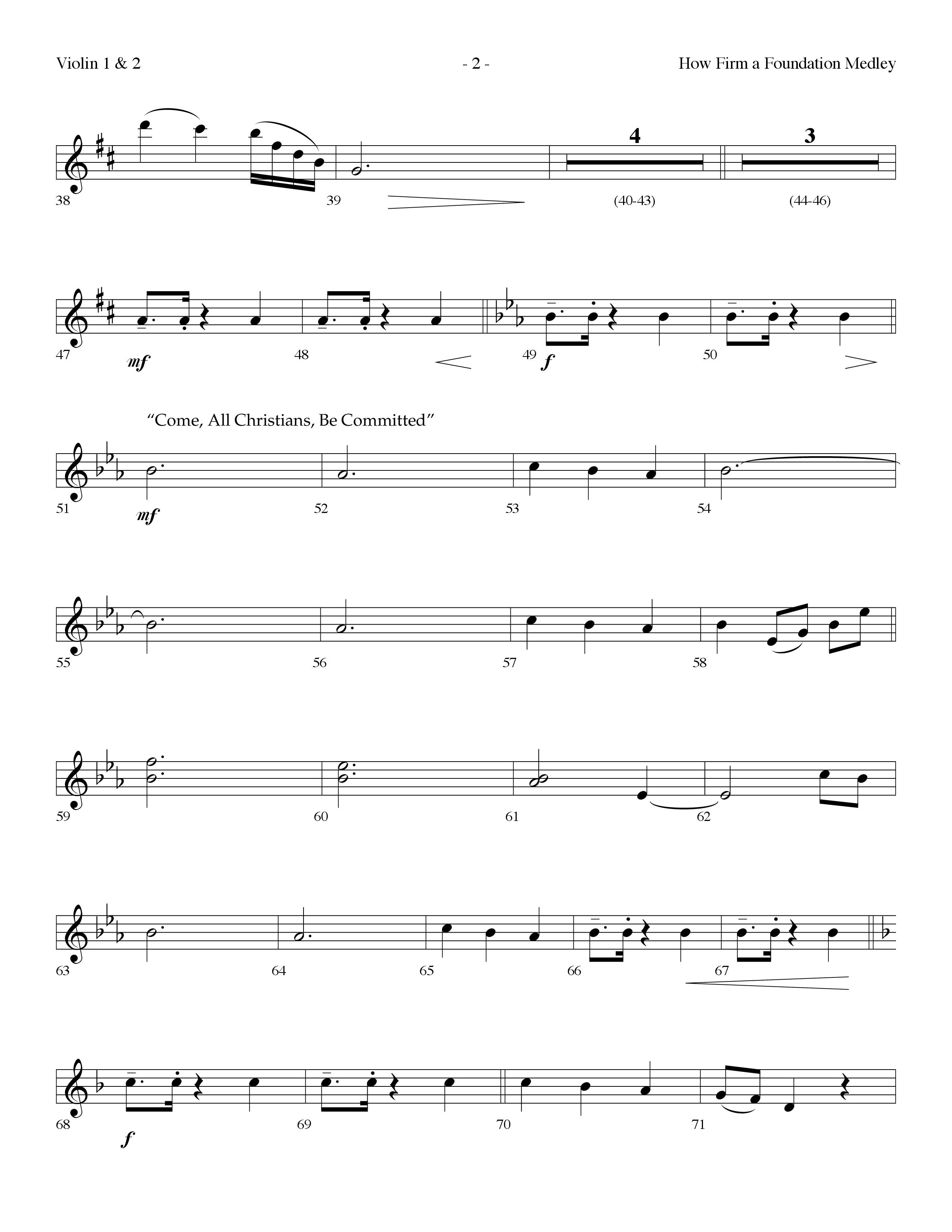 How Firm A Foundation Medley (Choral Anthem SATB) Violin 1/2 (Lifeway Choral / Arr. Dennis Allen)