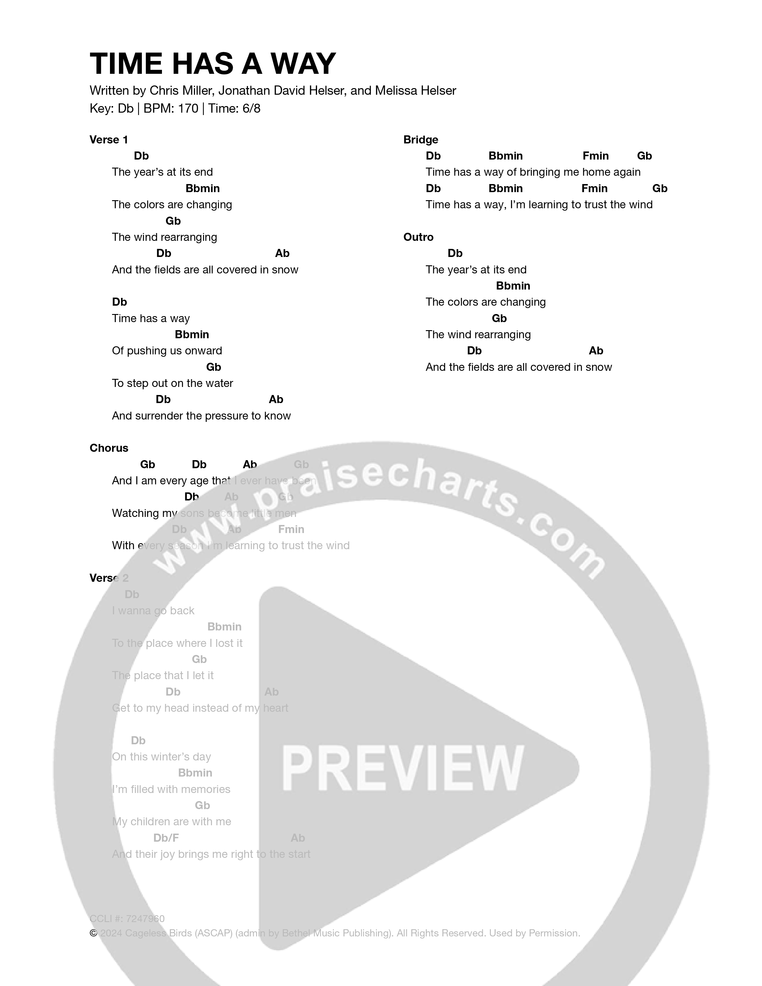 Time Has A Way Chord Chart (Cageless Birds)
