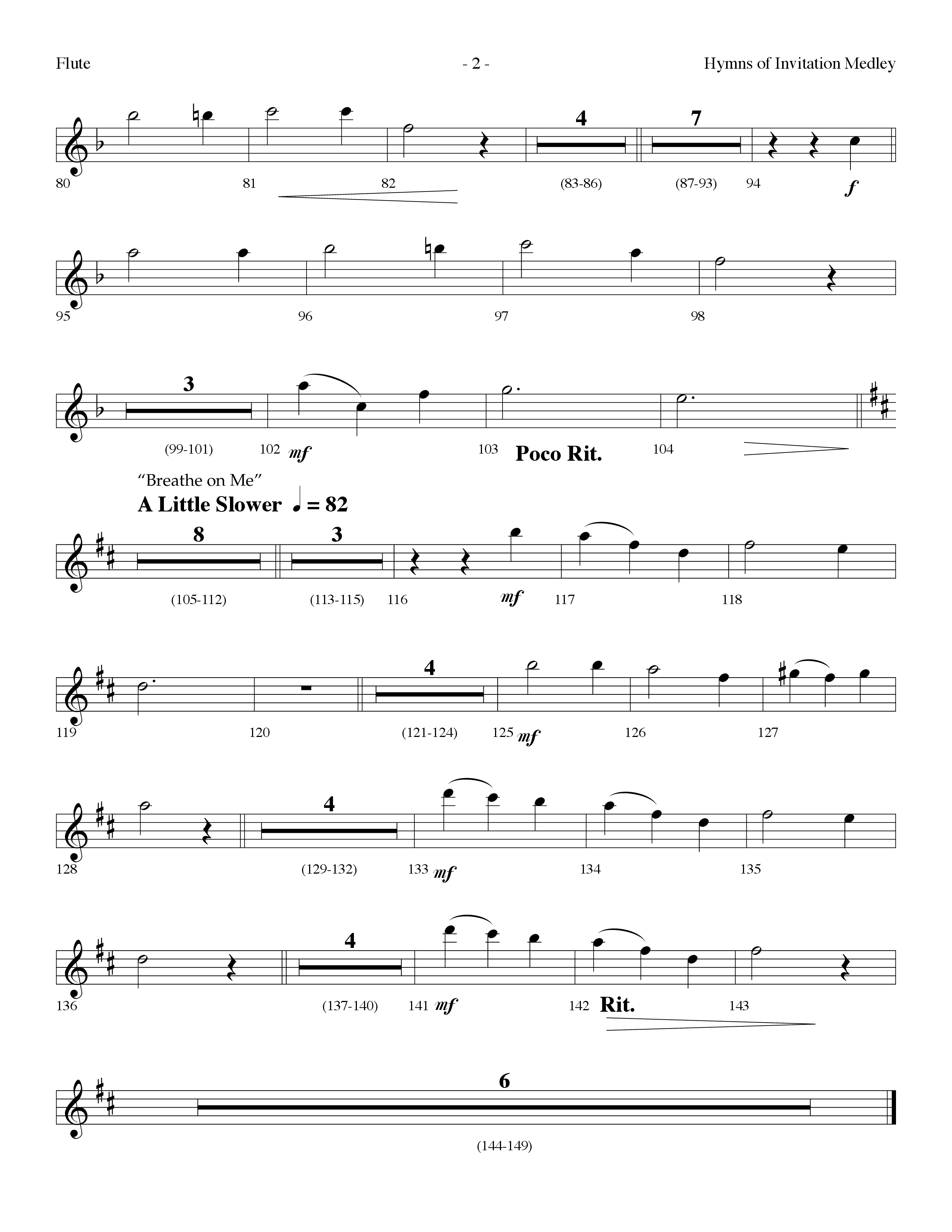 Hymns Of Invitation Medley (Speak To My Heart, Wherever He Leads I'll Go, Breathe On Me) (Choral Anthem SATB) Flute (Lifeway Choral / Arr. Dennis Allen)