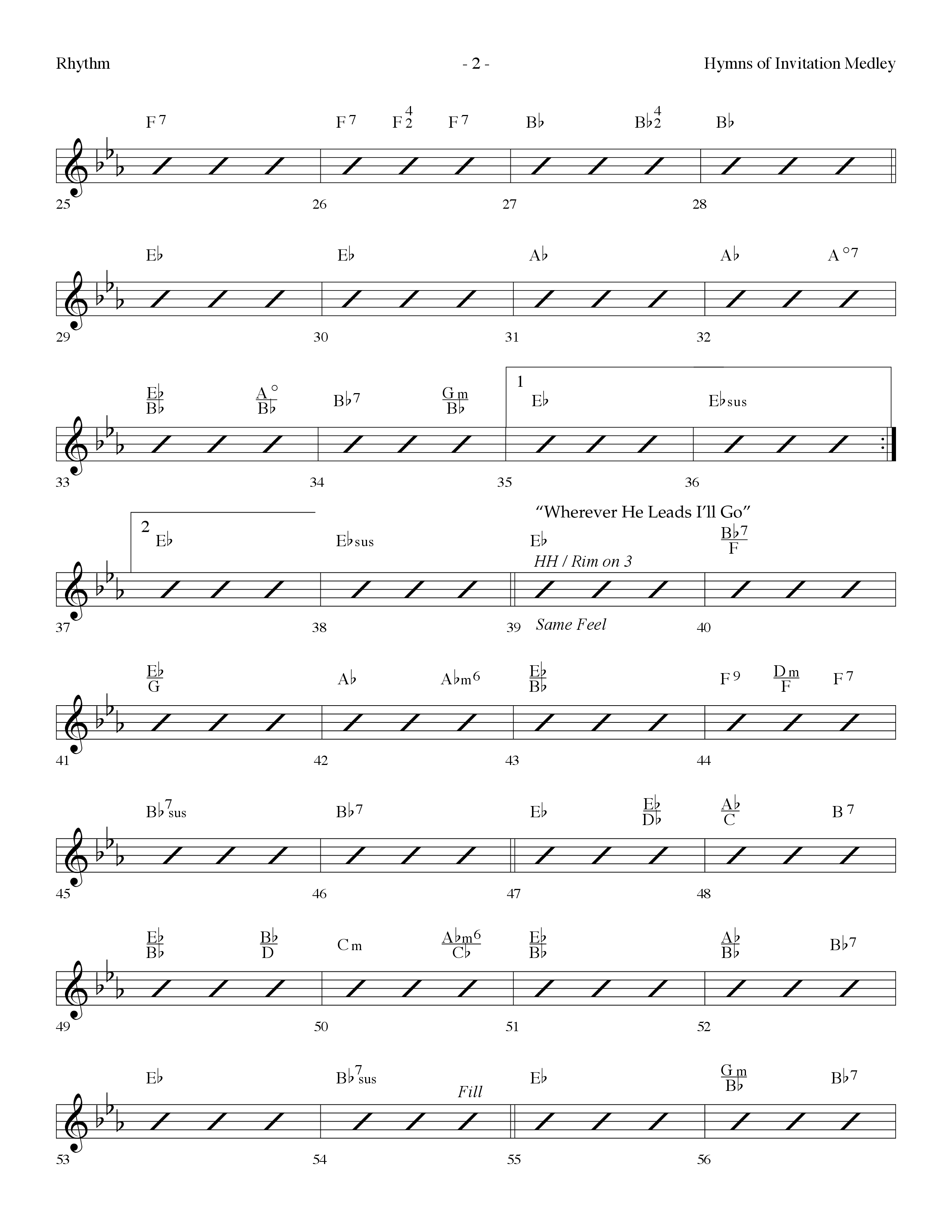 Hymns Of Invitation Medley (Speak To My Heart, Wherever He Leads I'll Go, Breathe On Me) (Choral Anthem SATB) Rhythm Chart (Lifeway Choral / Arr. Dennis Allen)