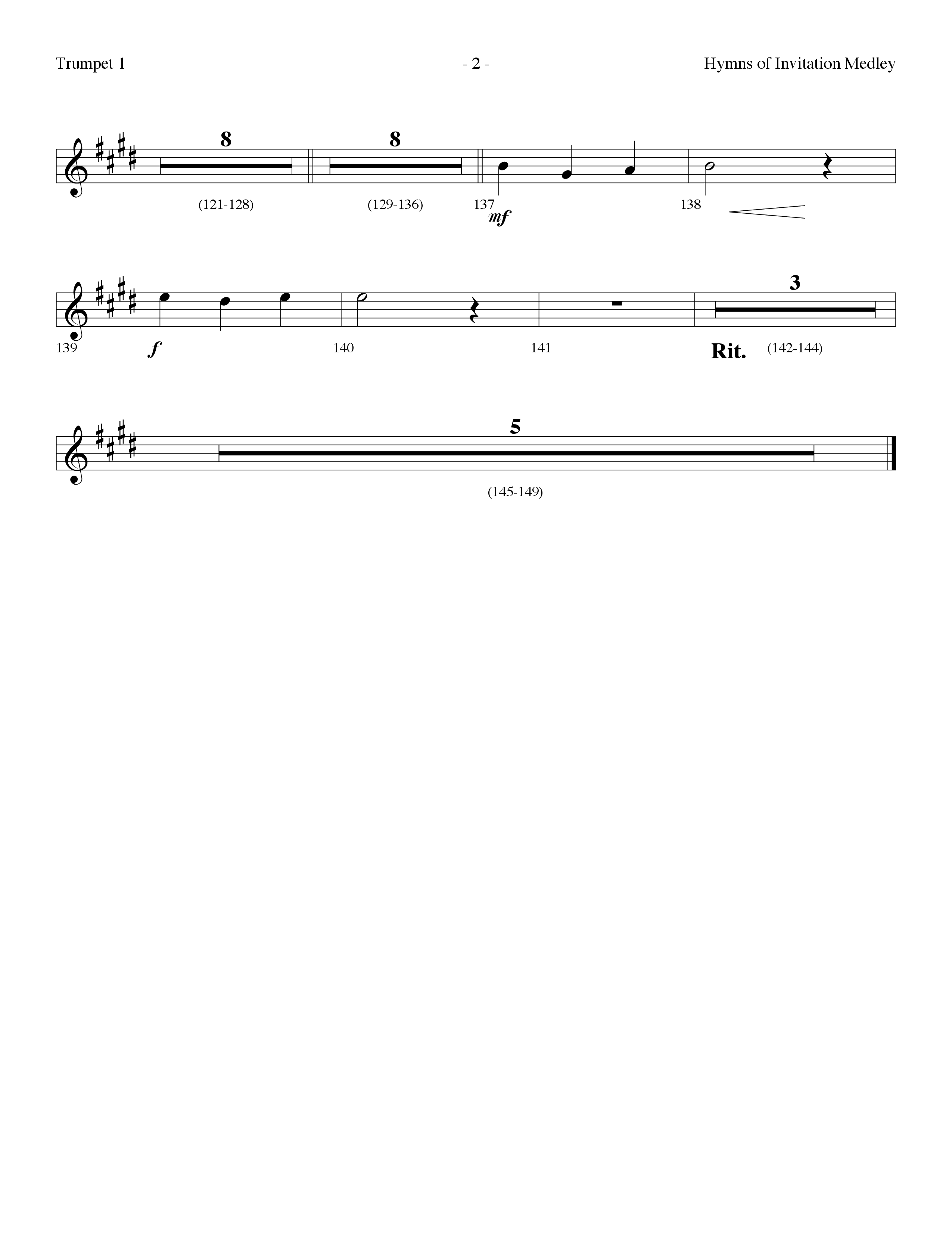 Hymns Of Invitation Medley (Speak To My Heart, Wherever He Leads I'll Go, Breathe On Me) (Choral Anthem SATB) Trumpet 1 (Lifeway Choral / Arr. Dennis Allen)